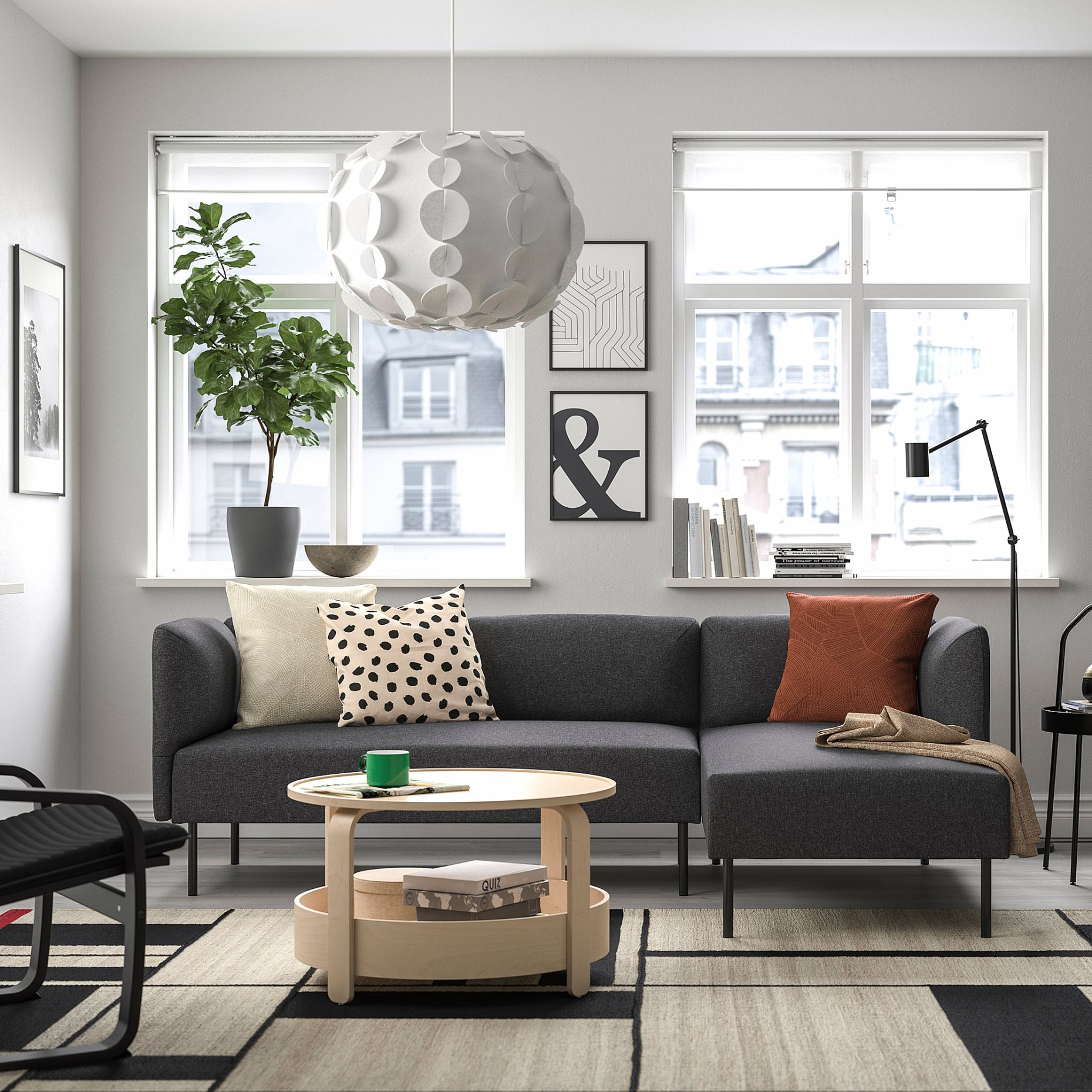 LILLEHEM, 3-seat modular sofa w chaise longue, 095.638.49
