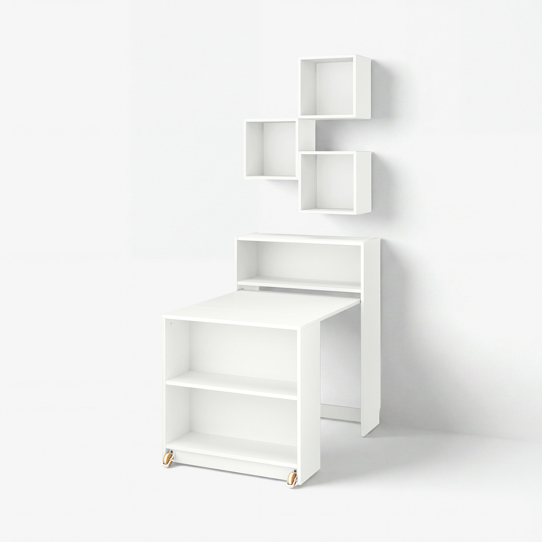 BILLY/EKET, bookcase combination with foldable table, 80x106 cm, 095.906.59