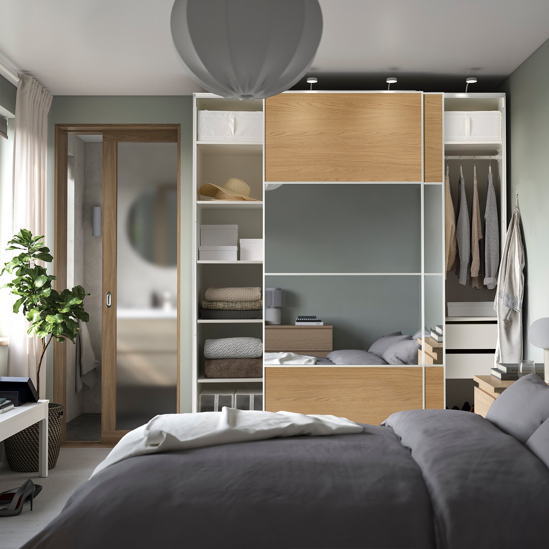 PAX, wardrobe with sliding doors, 200x66x236 cm, 096.088.81