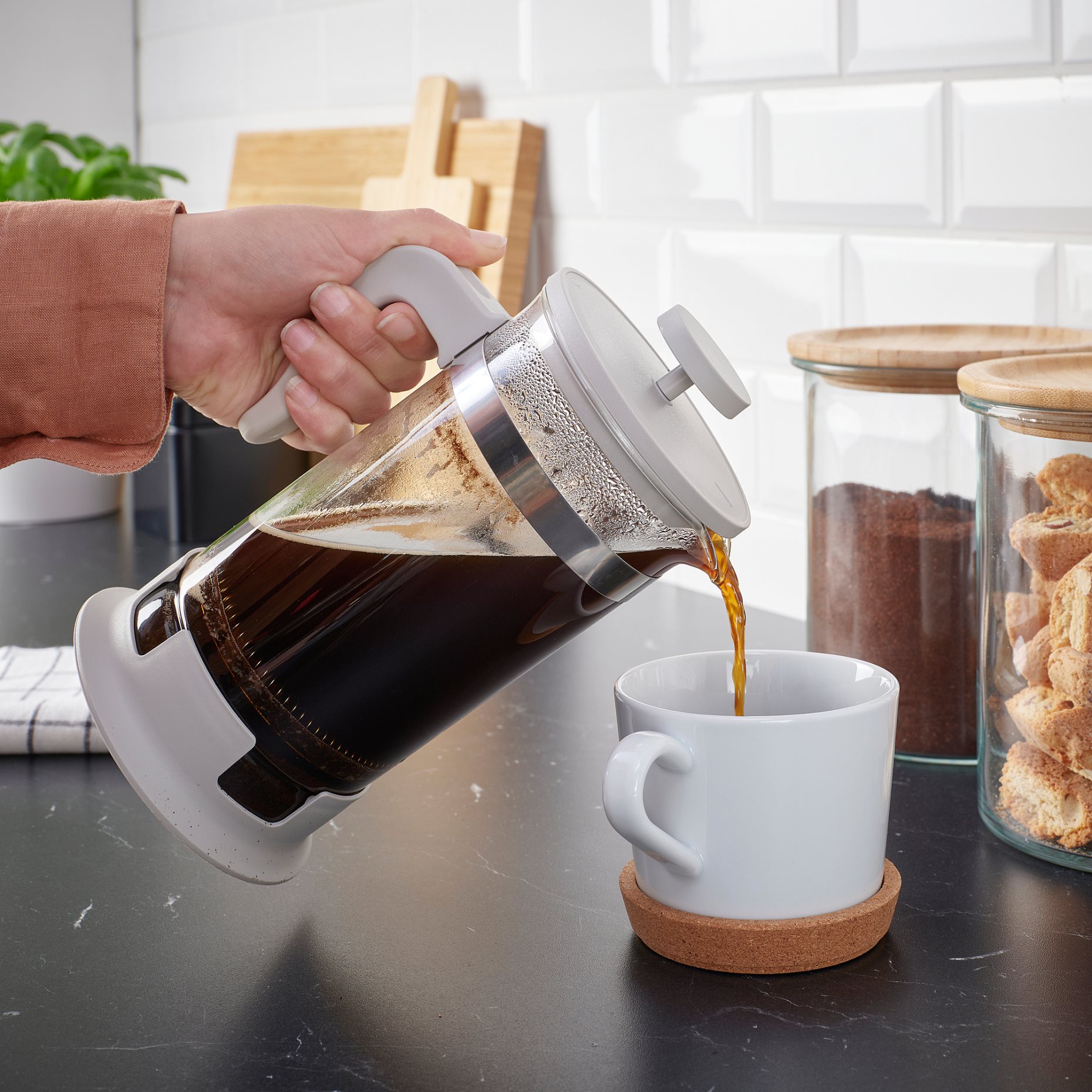 UPPHETTA, coffee/tea maker/glass/stainless steel, 1 l, 105.617.07