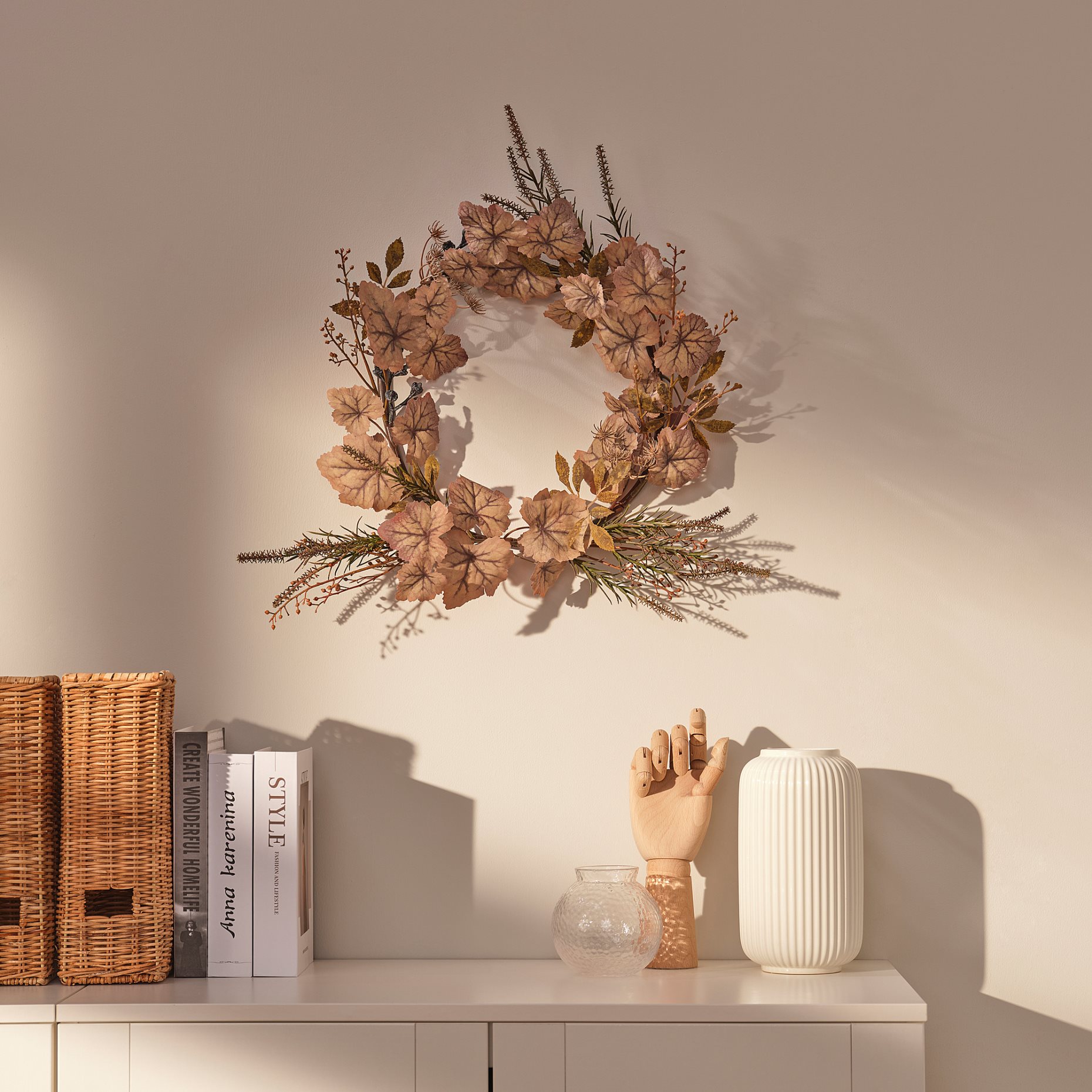 SMYCKA, artificial wreath/in/outdoor/dried, 45 cm, 105.825.64