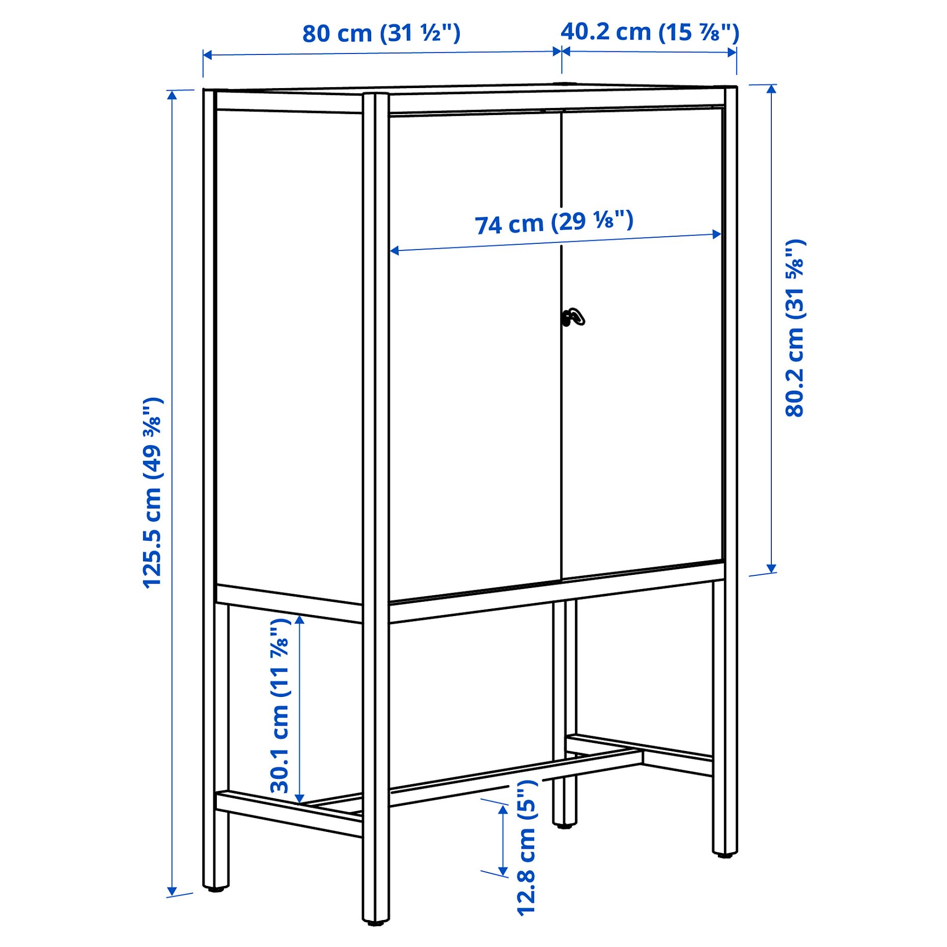 STOCKHOLM 2025, cabinet with 2 doors, 80x40x126 cm, 105.864.87
