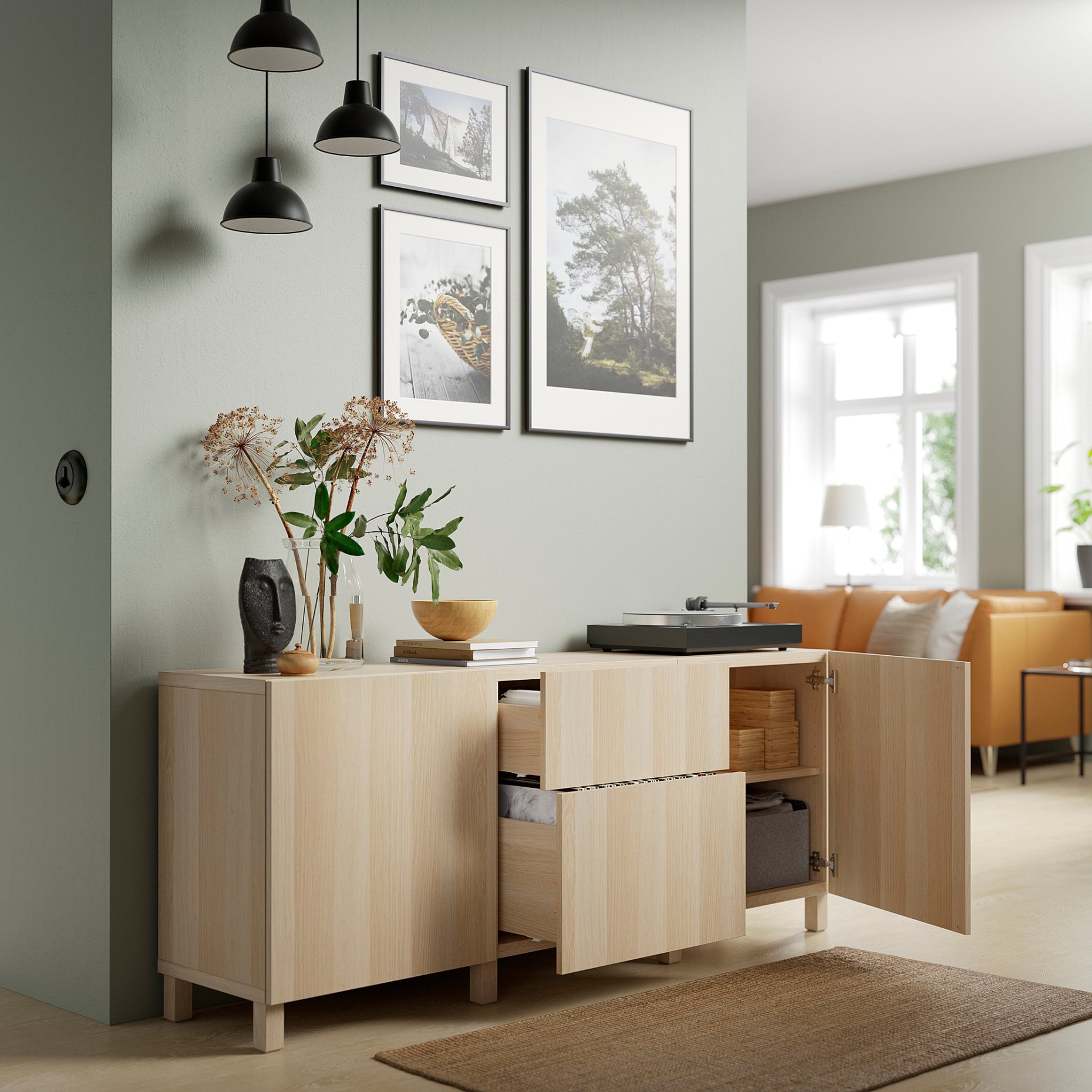 BESTÅ, storage combination with drawers soft-closing, 180x42x74 cm, 191.956.39