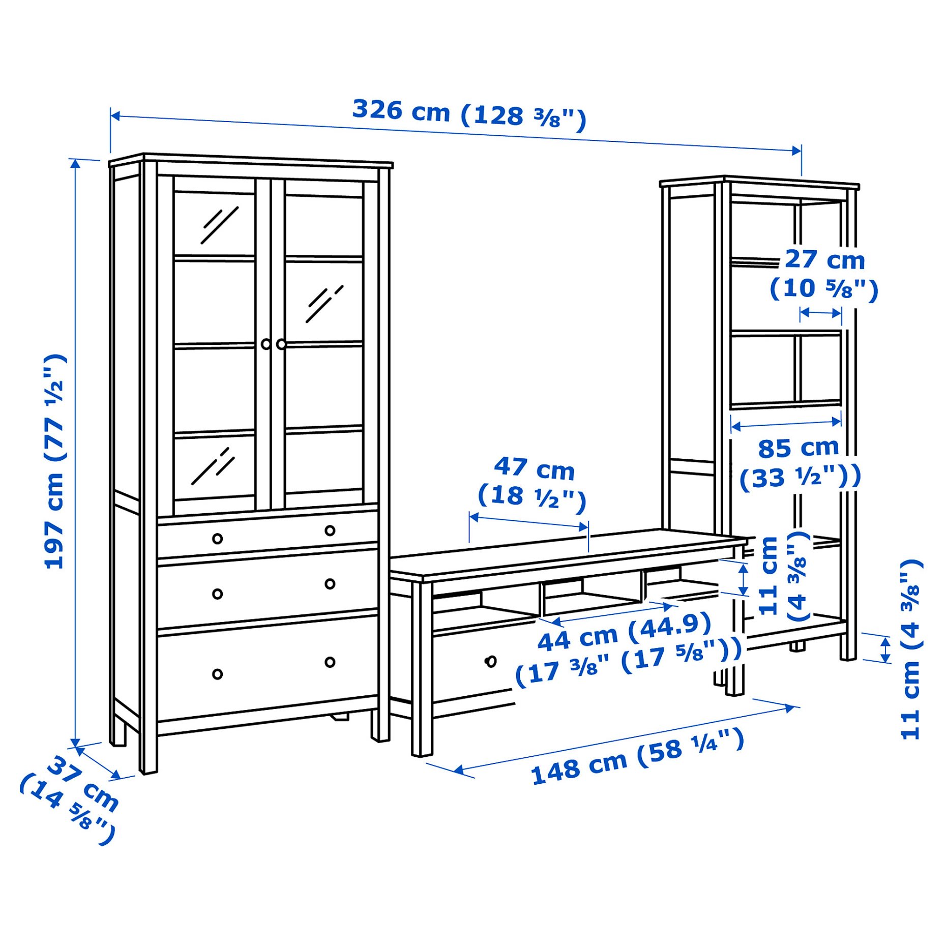 HEMNES, σύνθεση αποθήκευσης TV, 192.995.71
