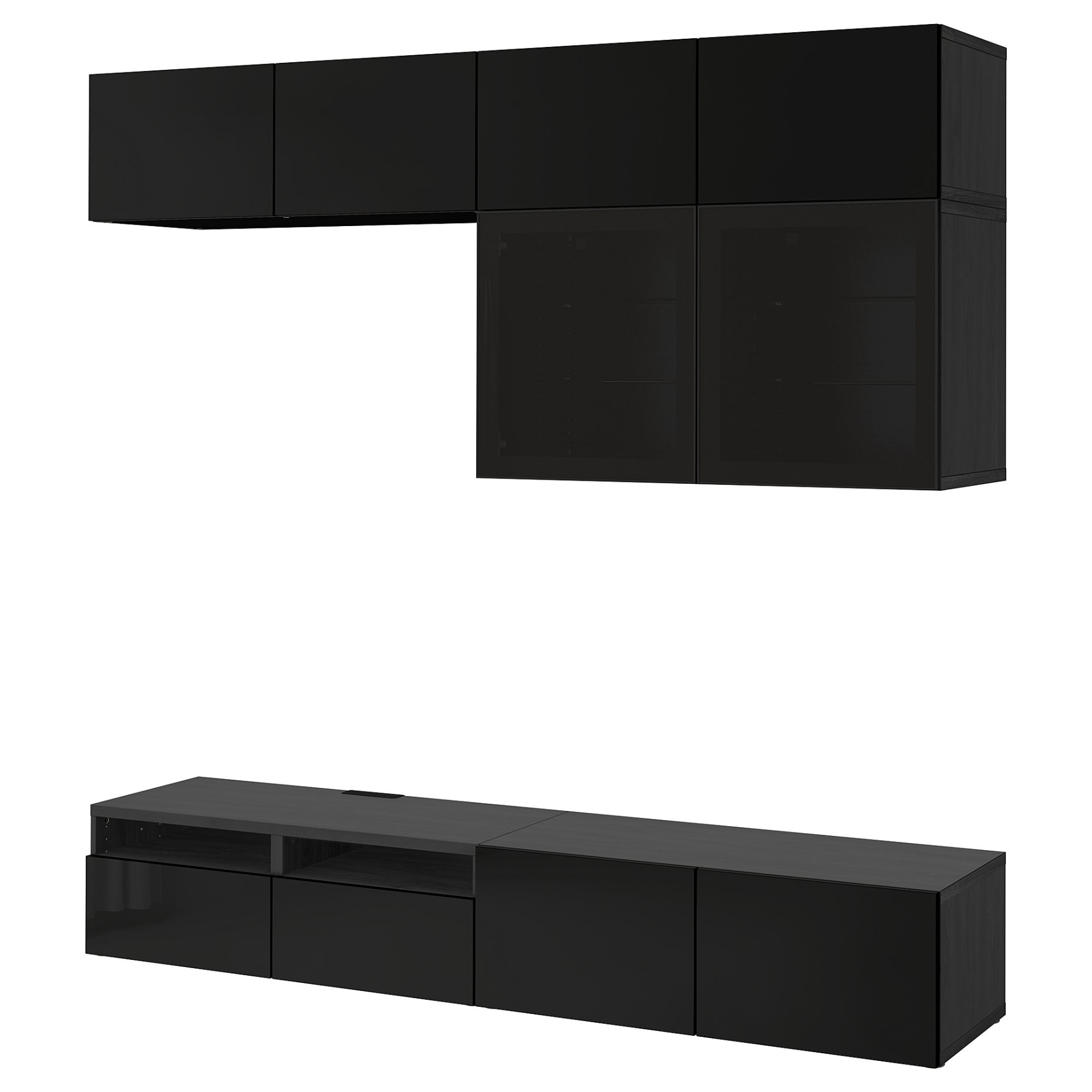 BESTÅ, TV storage combination/glass doors/drawers soft closing, 240x42x231 cm, 194.122.37