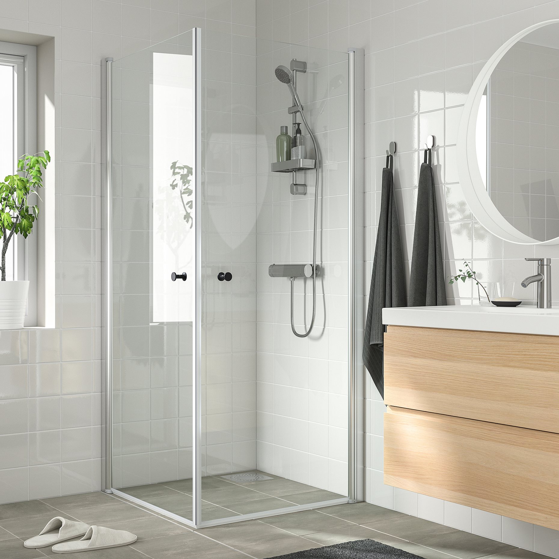 OPPEJEN, shower enclosure with 2 doors, 86x86x202 cm, 194.357.57