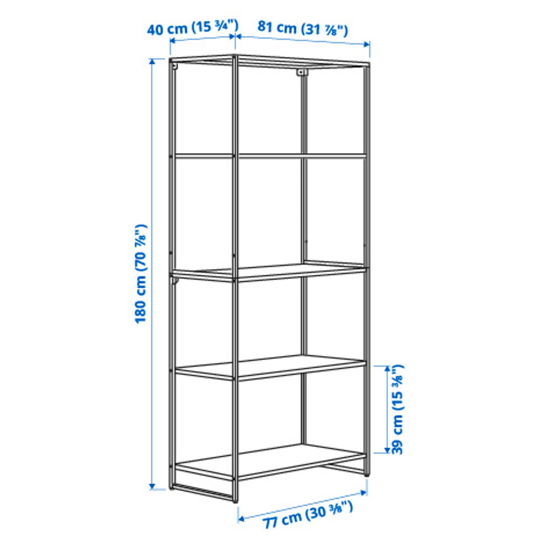 JOSTEIN, shelving unit/in/outdoor/metal, 81x40x180 cm, 194.372.09