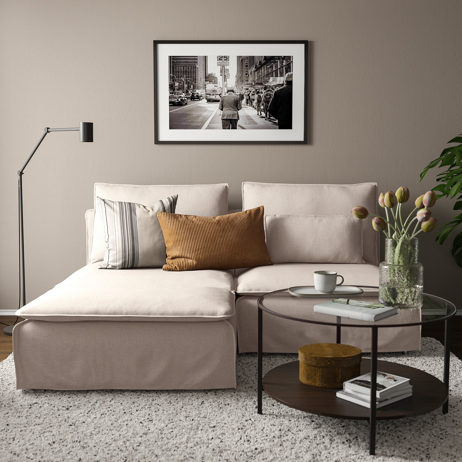 SÖDERHAMN, 2-seat sofa with chaise longue, 194.421.40