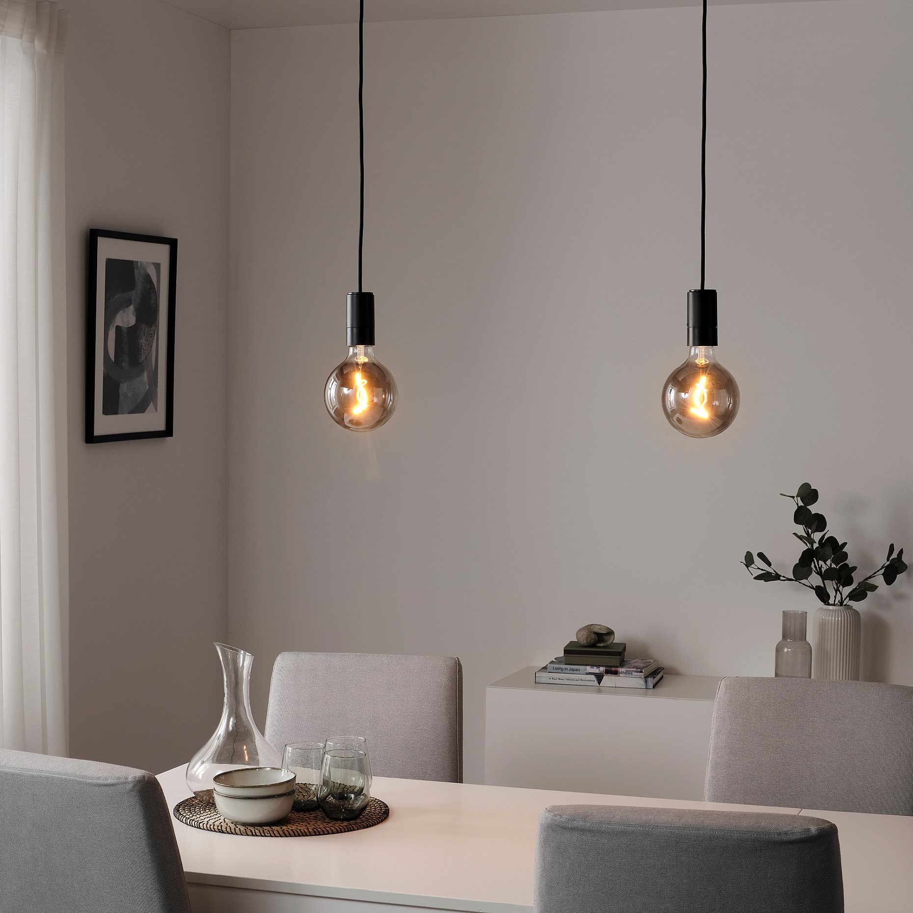 SUNNEBY/MOLNART, pendant lamp with light bulb, 125 mm, 194.783.13