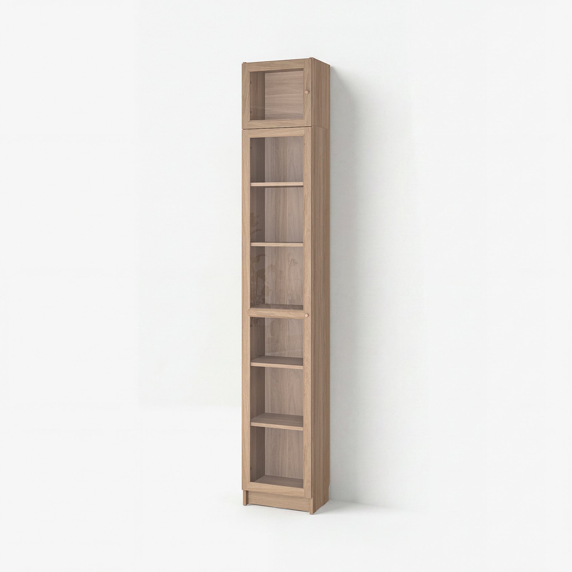 BILLY/OXBERG, bookcase with glass doors/height extension unit, 40x30x237 cm, 194.833.62