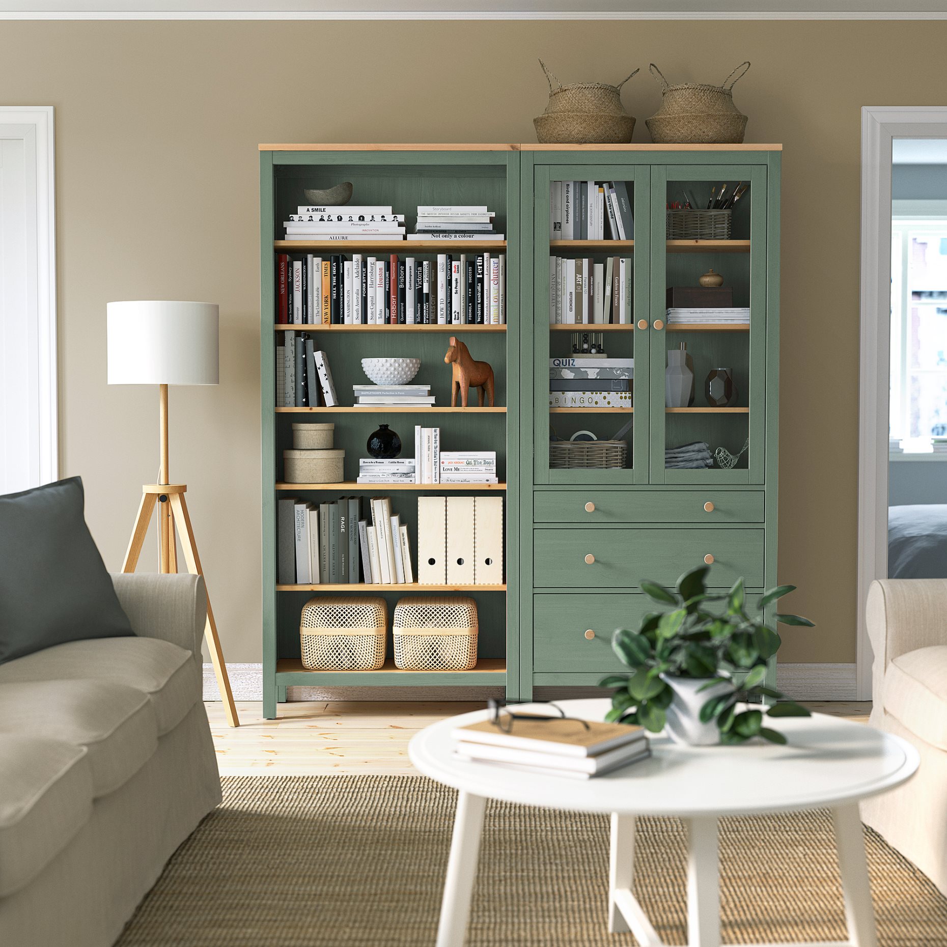 HEMNES, σύνθεση αποθήκευσης με πόρτες/συρτάρια, 180x197 cm, 196.023.41