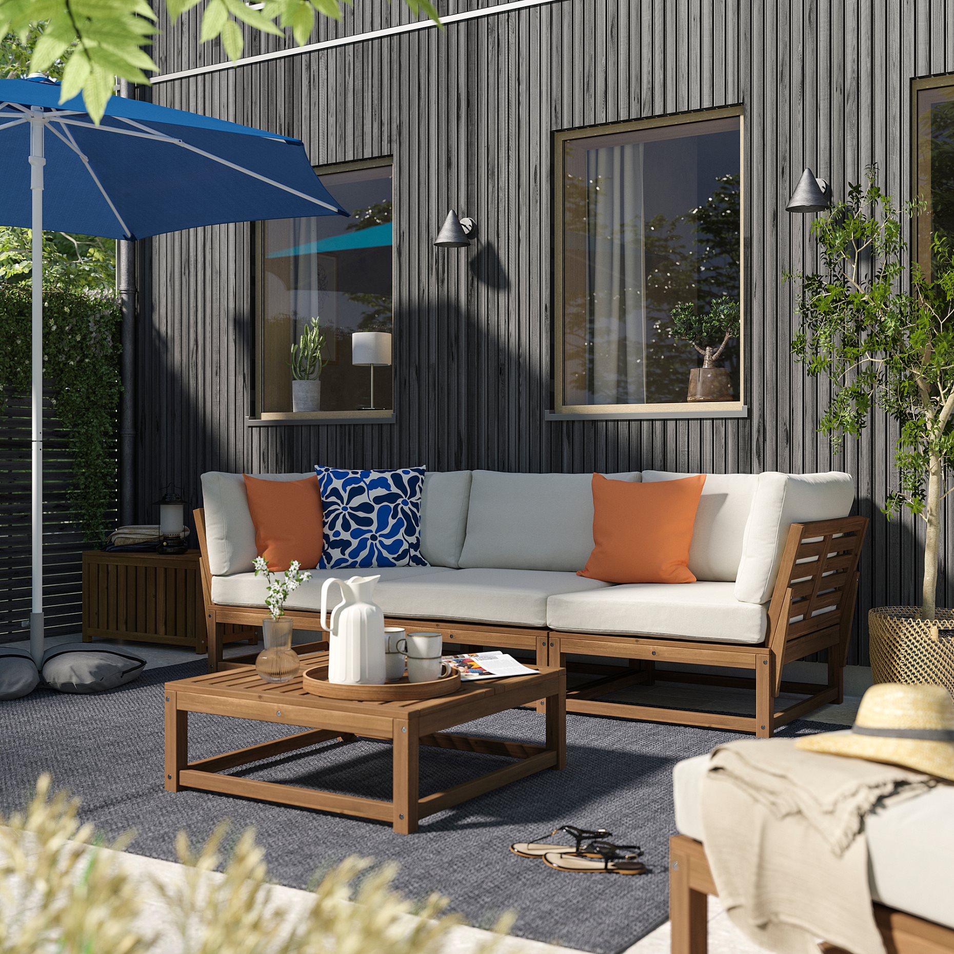 NÄMMARÖ, 3-seat modular sofa with armrests outdoor, 264 cm, 196.075.17
