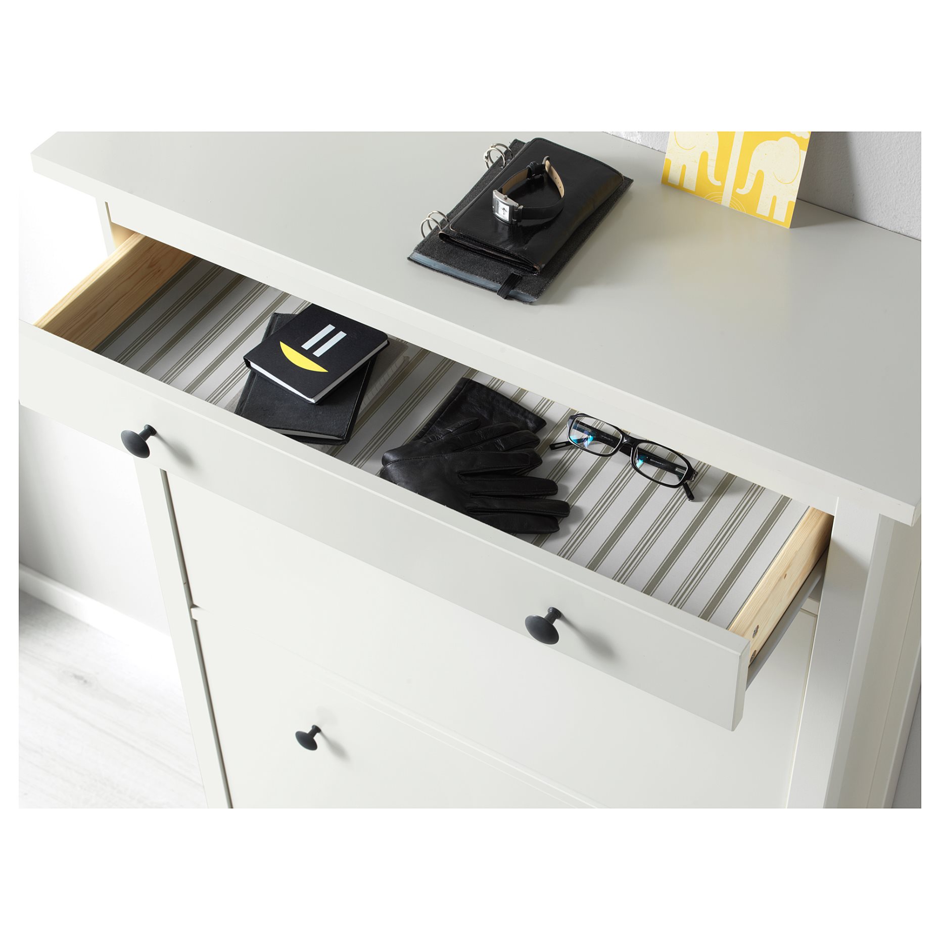 HEMNES, shoe cabinet with 2 compartments, 201.695.59