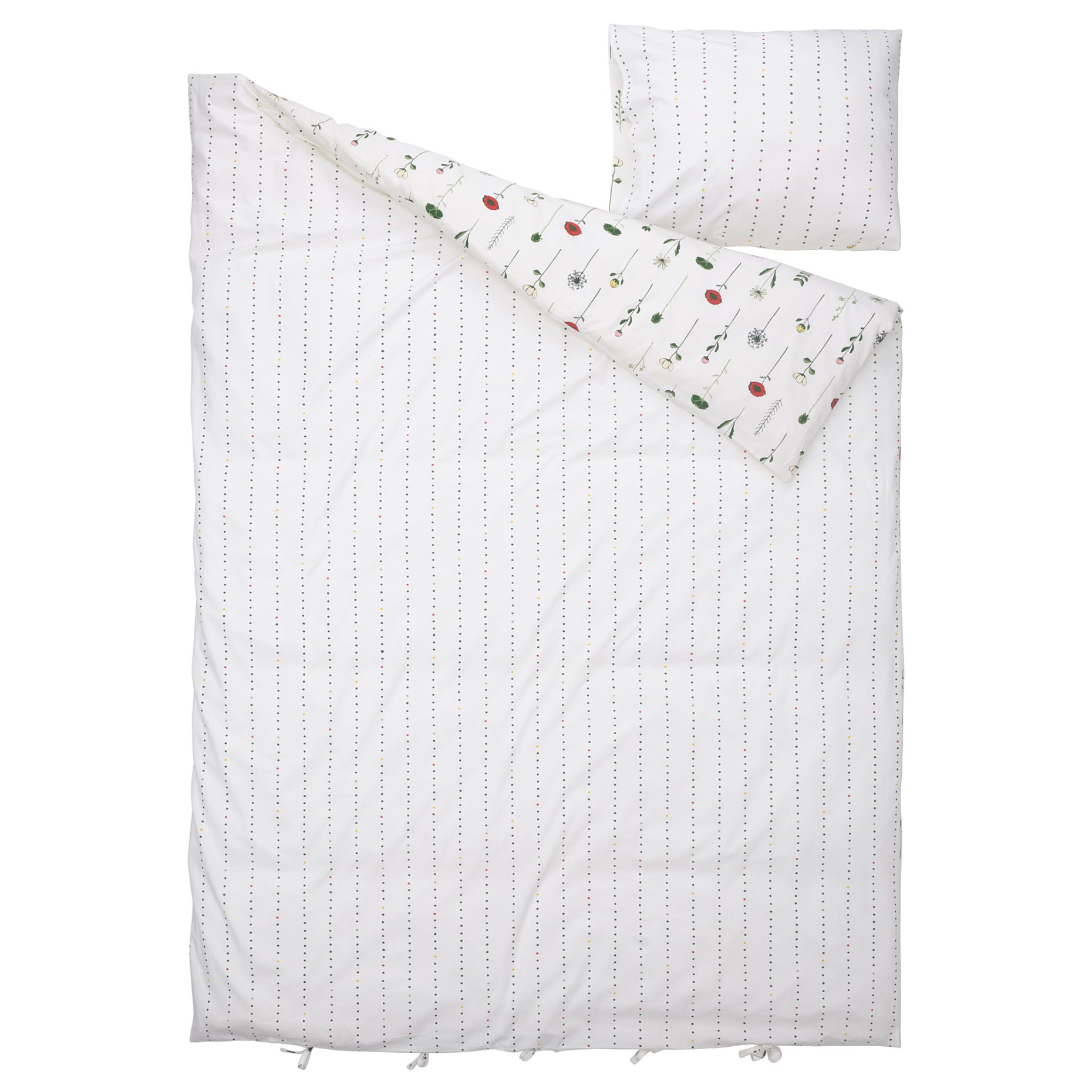 NATTSLÄNDA, duvet cover and pillowcase/floral pattern, 150x200/50x60 cm, 205.080.12