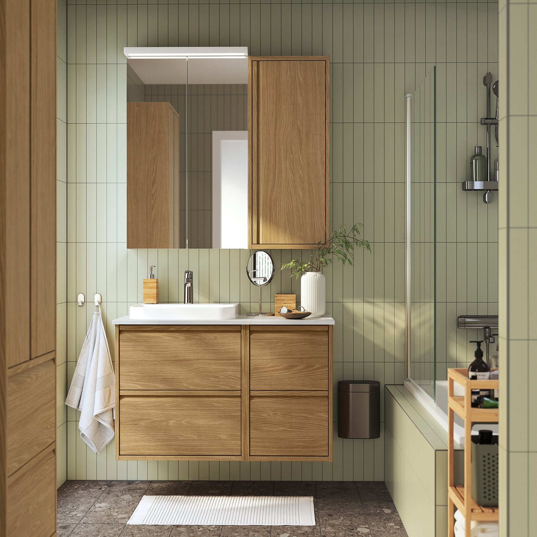 ANGSJON, wall cabinet with door, 40x15x95 cm, 205.350.77