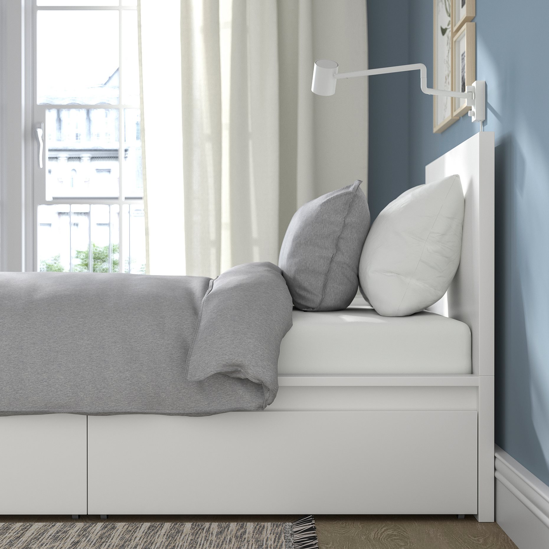 MALM, bed frame/high with 2 storage boxes, 90X200 cm, 290.115.07
