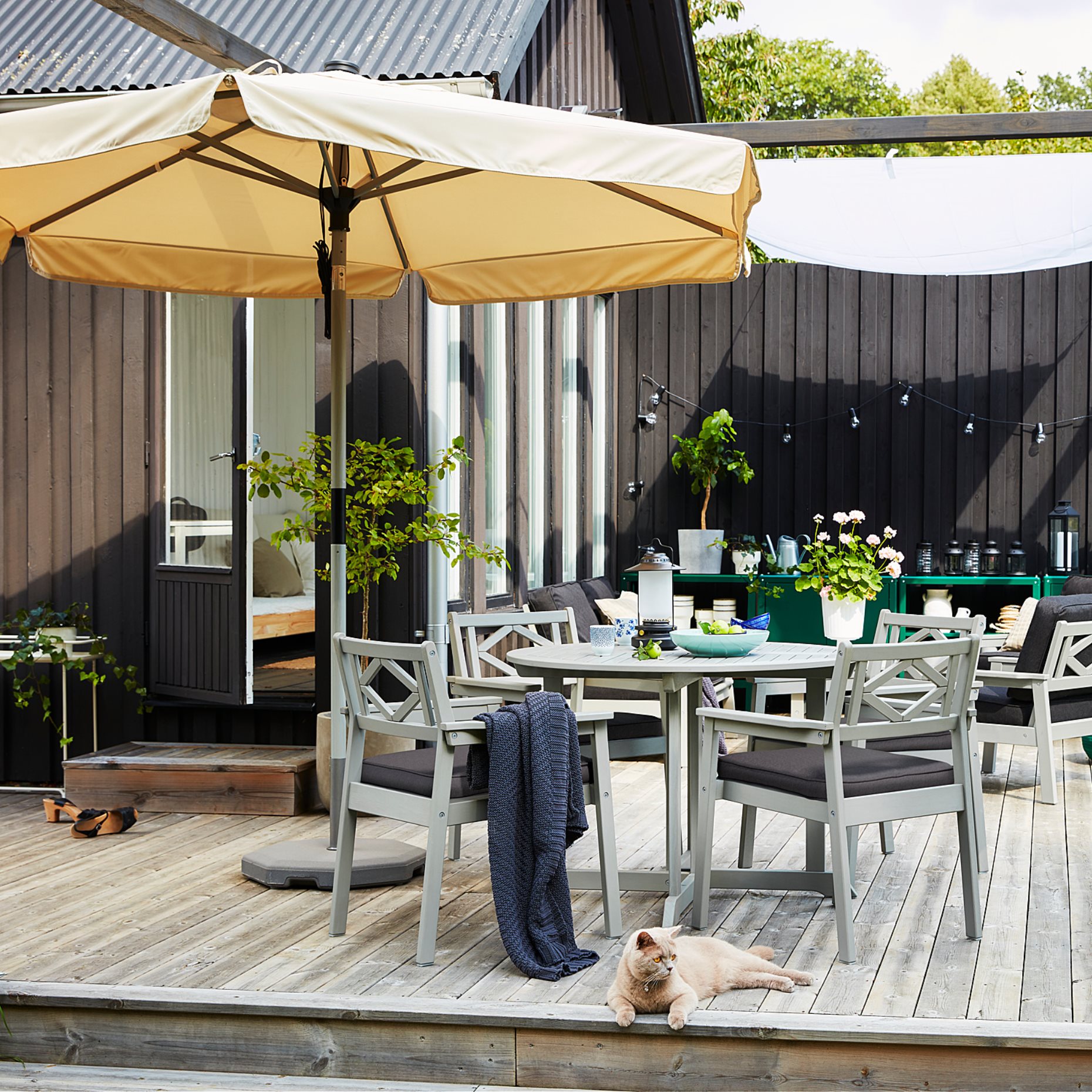 BONDHOLMEN, table+4 chairs with armrests, outdoor, 293.304.82