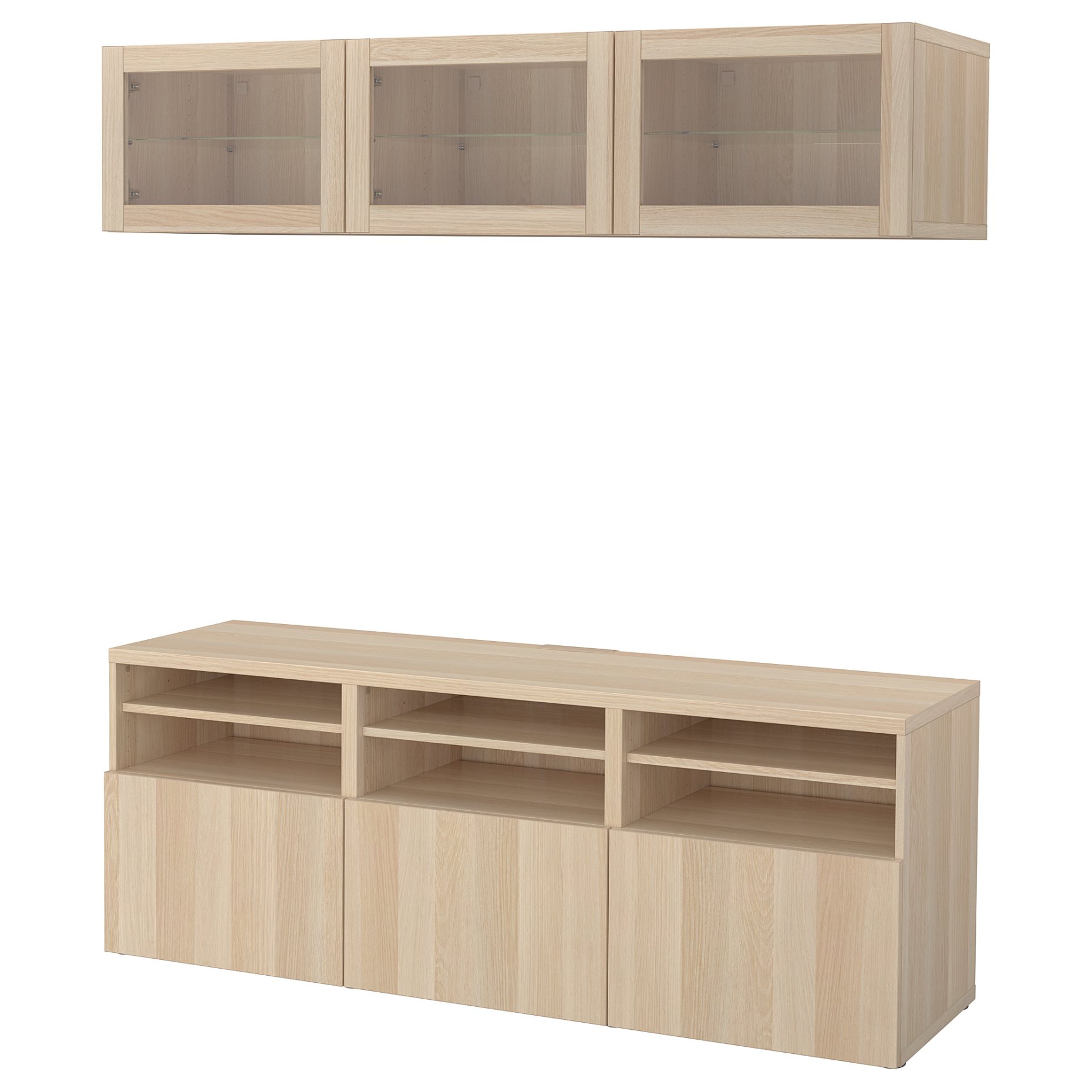 BESTÅ, TV storage combination/glass doors/drawers soft closing, 180x42x192 cm, 294.071.98