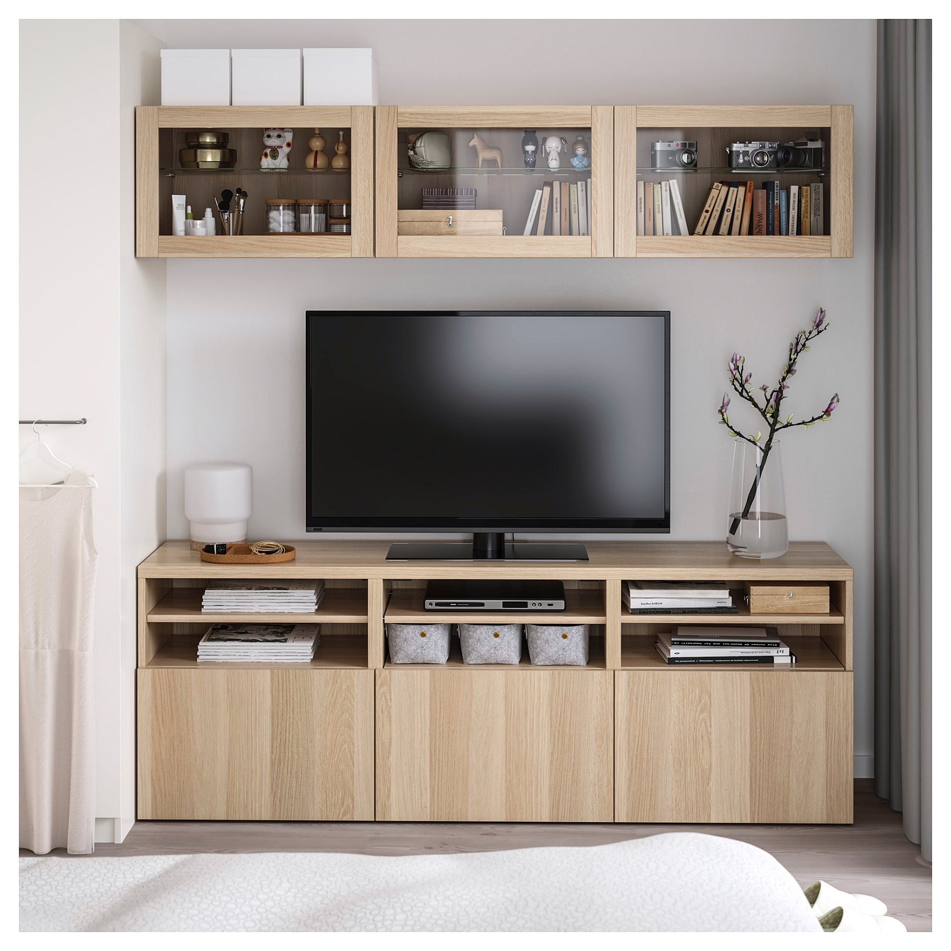 BESTÅ, TV storage combination/glass doors/drawers soft closing, 180x42x192 cm, 294.071.98