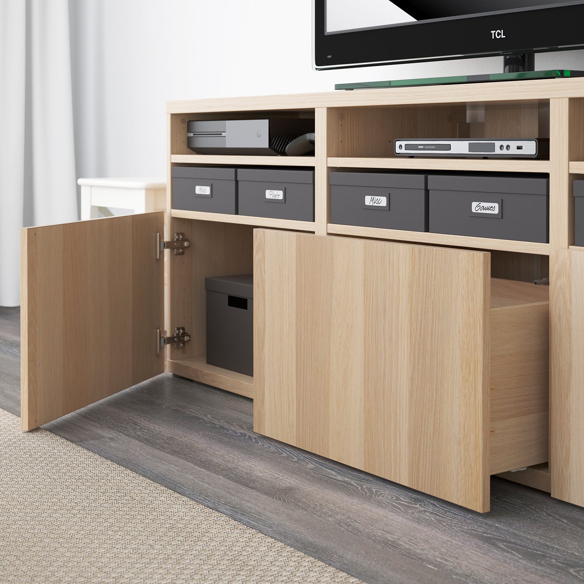 BESTÅ, TV storage combination/glass doors/drawers soft closing, 180x42x192 cm, 294.071.98