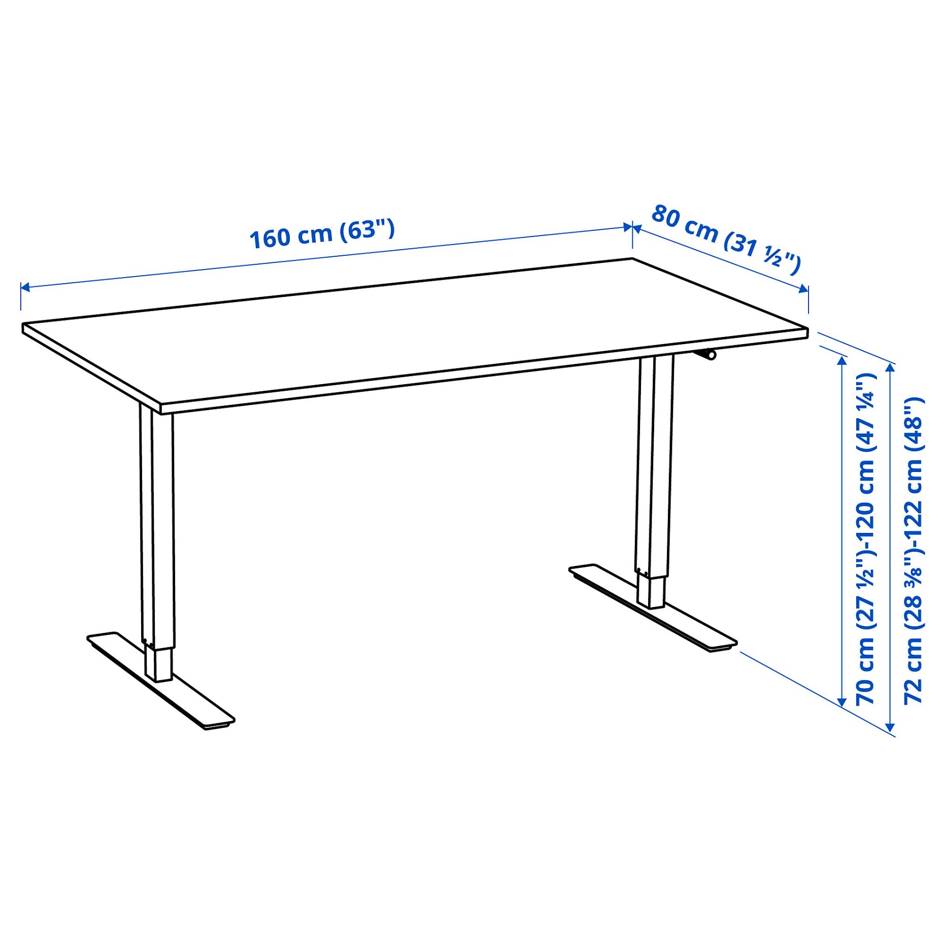 TROTTEN, desk sit/stand, 160x80 cm, 294.341.30