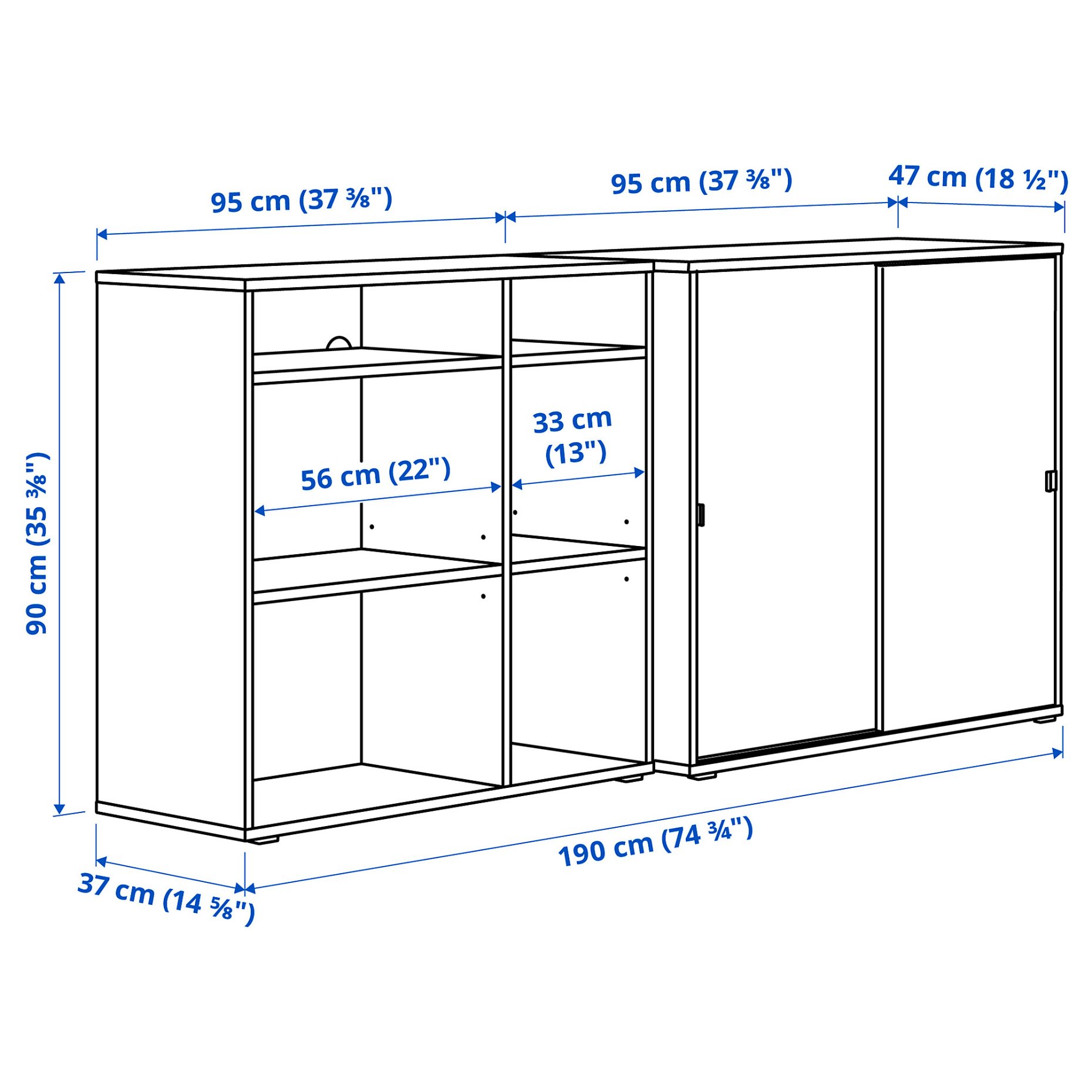 VIHALS, storage combination, 190x47x90 cm, 294.406.16