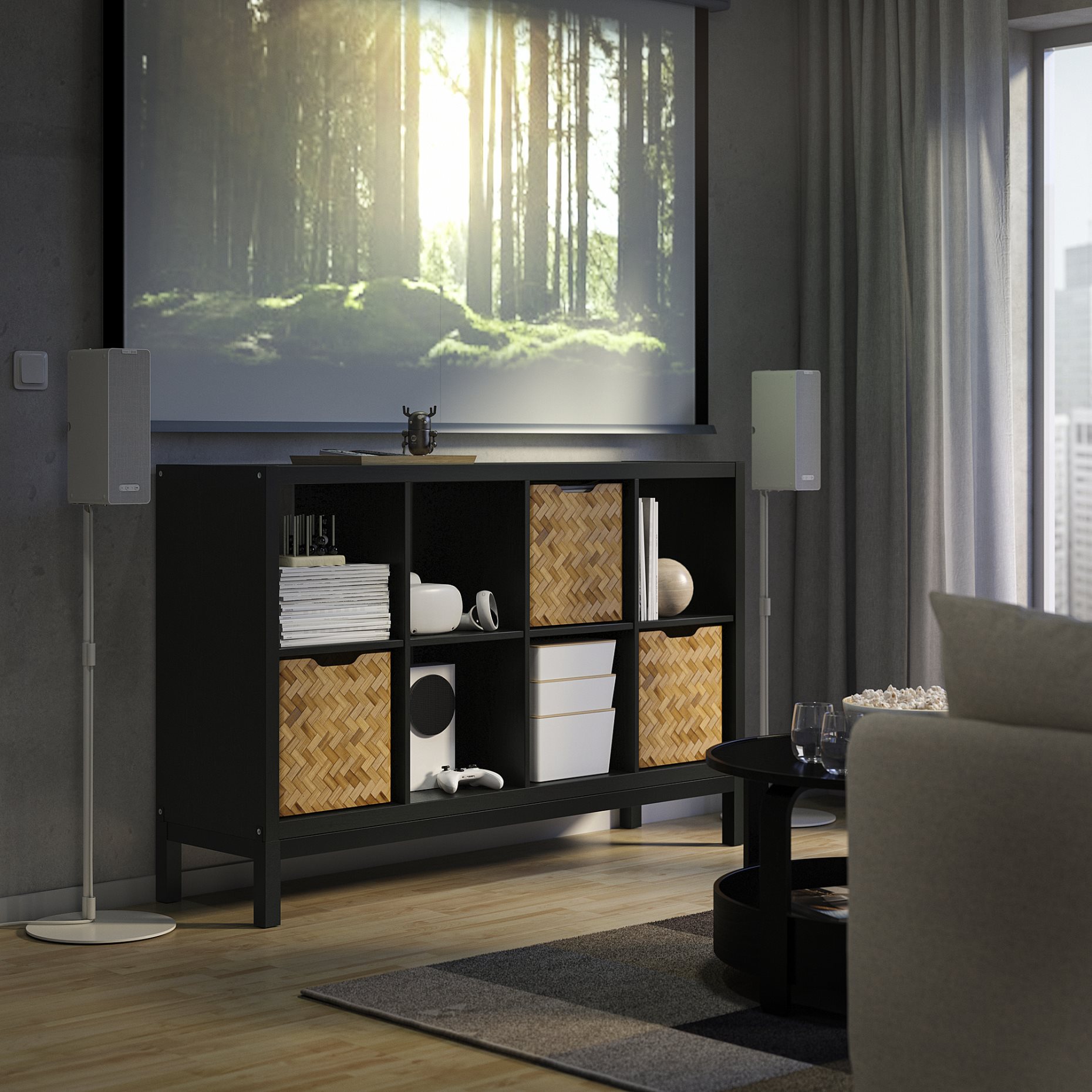 KALLAX, shelving unit with underframe, 147x94 cm, 294.426.77