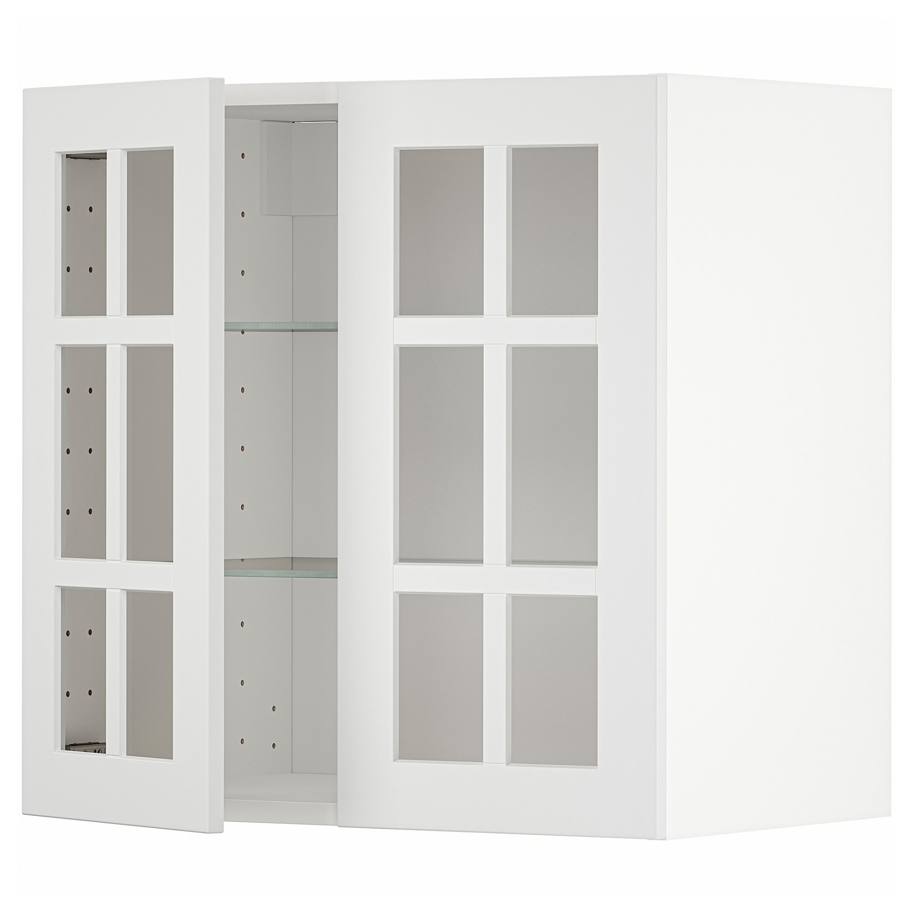 METOD, wall cabinet with shelves/2 glass doors, 60x60 cm, 294.678.75