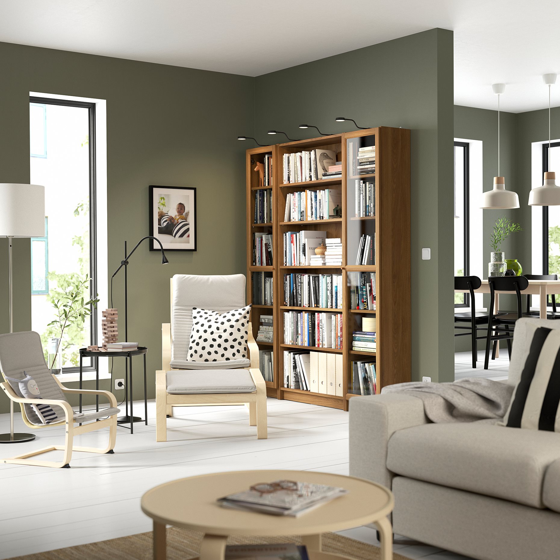 BILLY/OXBERG, bookcase combination with glass doors, 160x202 cm, 294.835.40