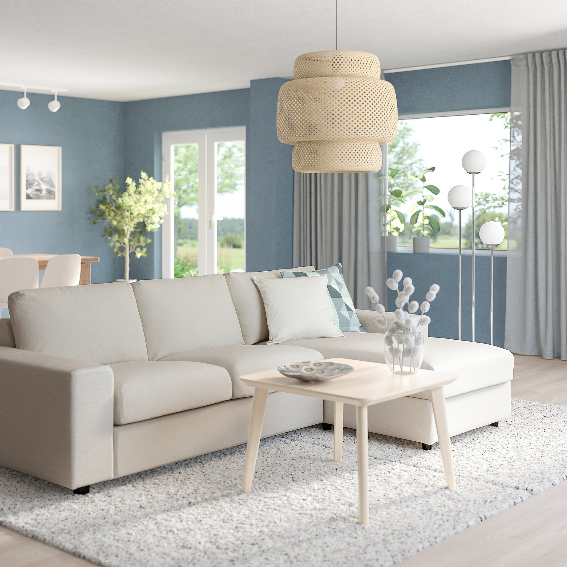 VIMLE, 3-seat sofa-bed with wide armrests and chaise longue, 295.452.13