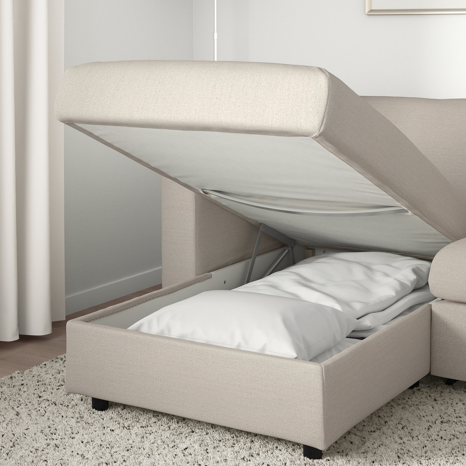 VIMLE, 3-seat sofa-bed with wide armrests and chaise longue, 295.452.13