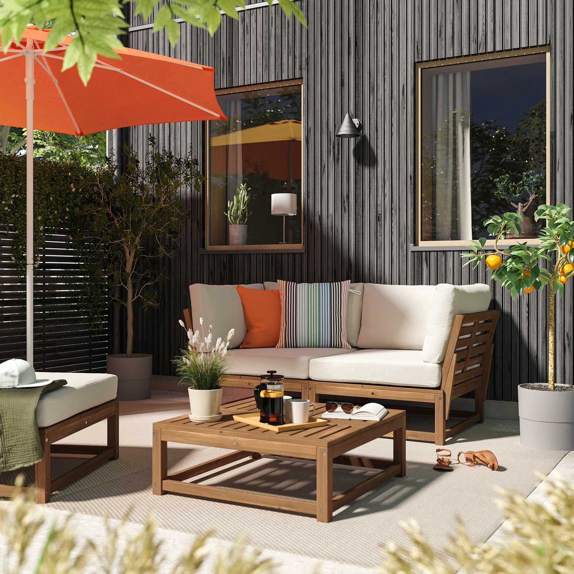 NÄMMARÖ, 2-seat modular sofa with armrests outdoor, 183 cm, 296.075.12