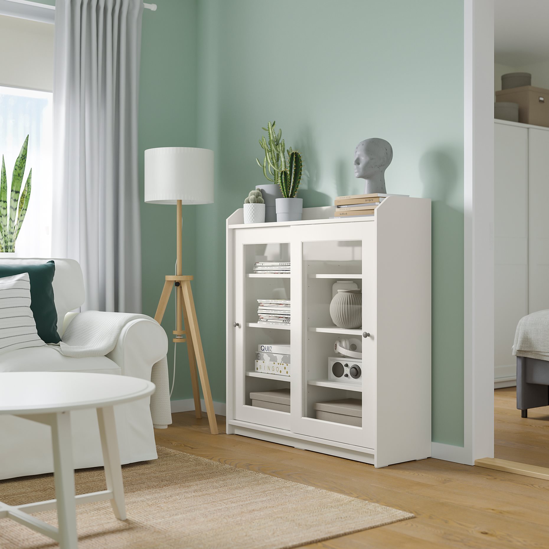 HAUGA, glass-door cabinet, 105x116 cm, 304.150.55