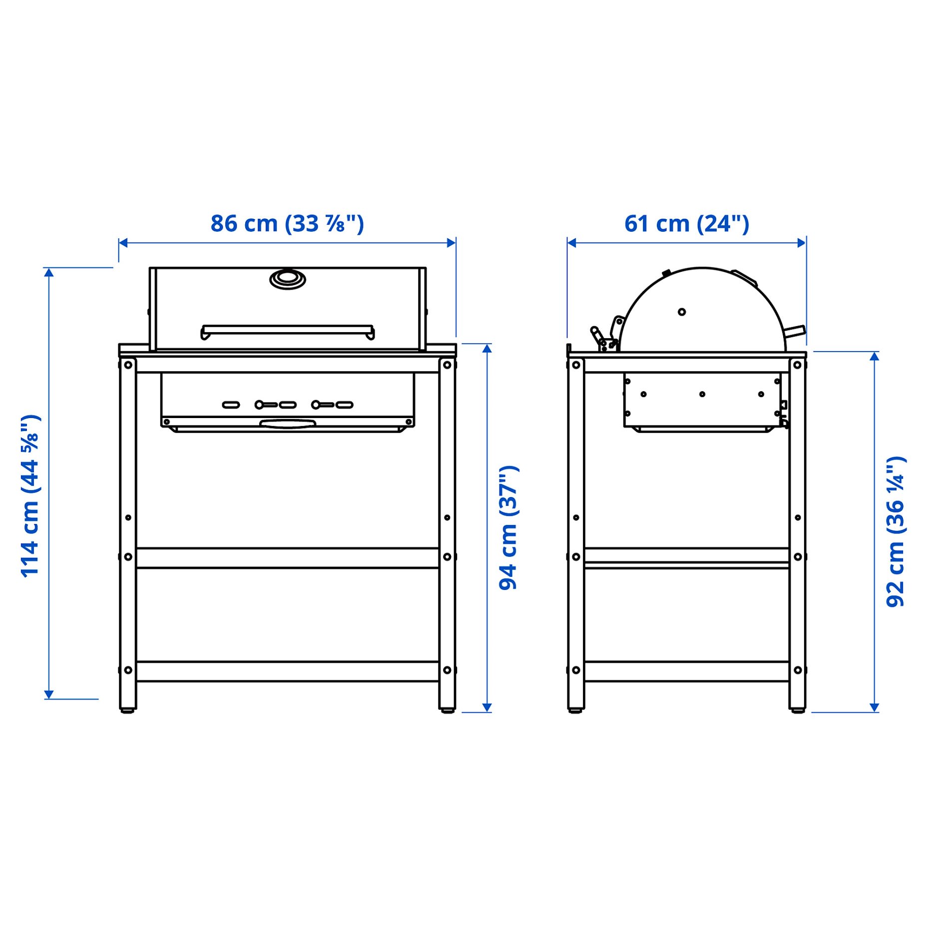 GRILLSKÄR, ψησταριά για κάρβουνα με ντουλάπι εξωτερικού χώρου, 86x61 cm, 304.714.47