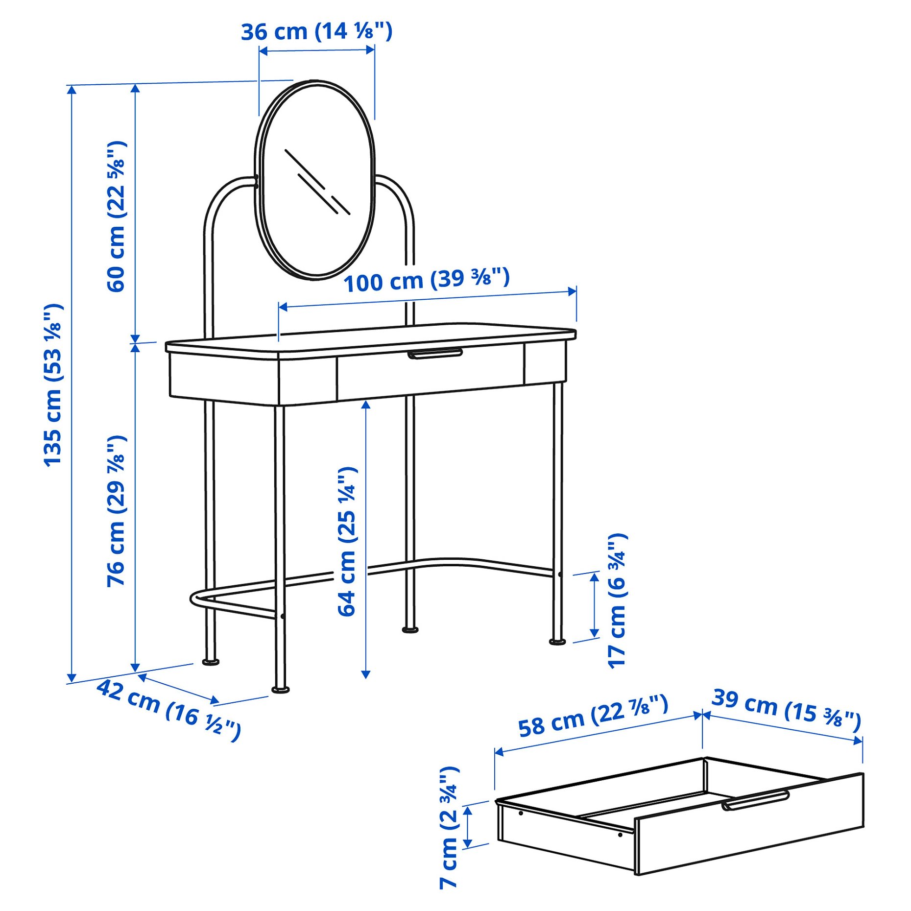 GRÅFJÄLLET, dressing table, 100x42 cm, 305.702.25