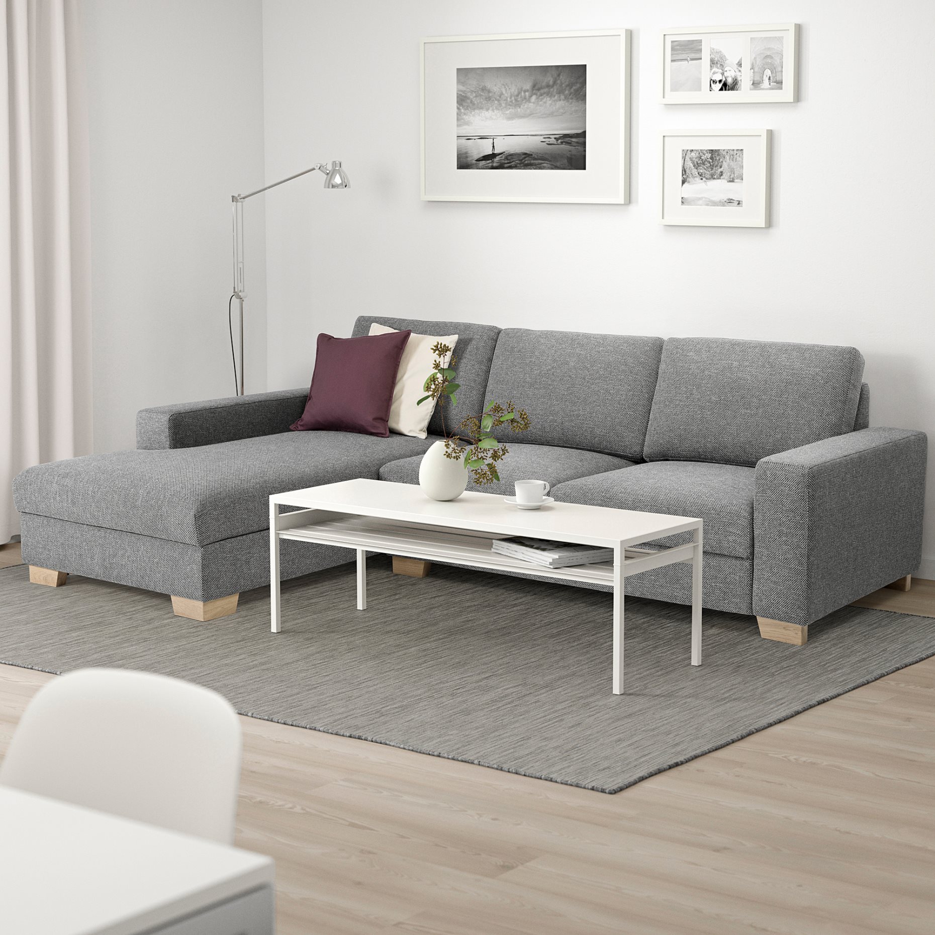 SÖRVALLEN, 3-seat sofa with chaise longue/left, 393.041.47