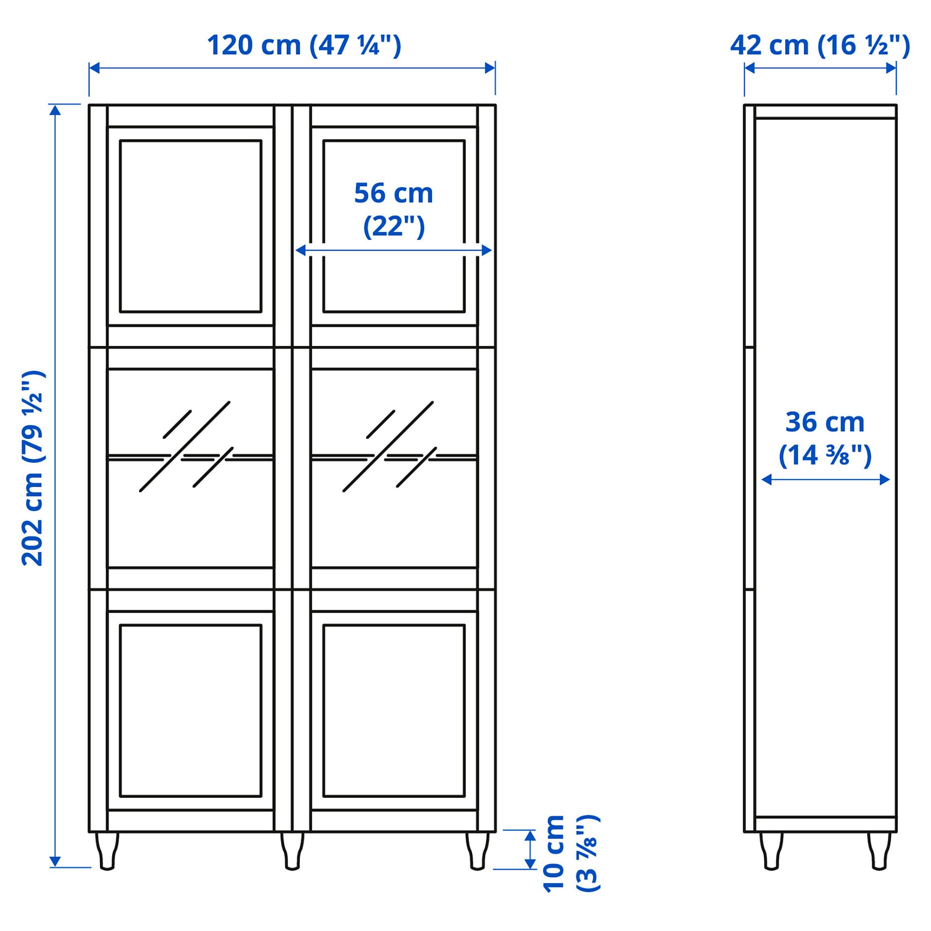 BESTÅ, σύνθεση αποθήκευσης με γυάλινες πόρτες, 120x42x193 cm, 393.849.50