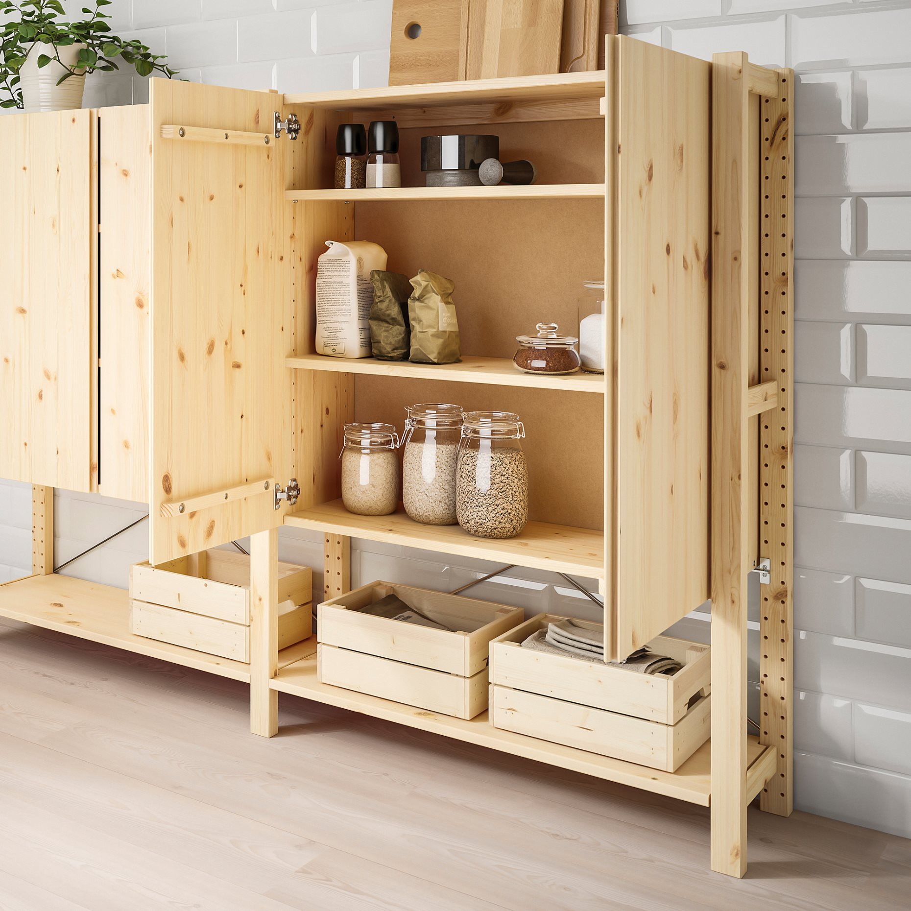 IVAR, 2 sections/shelves/cabinet, 174x30x124 cm, 394.038.21
