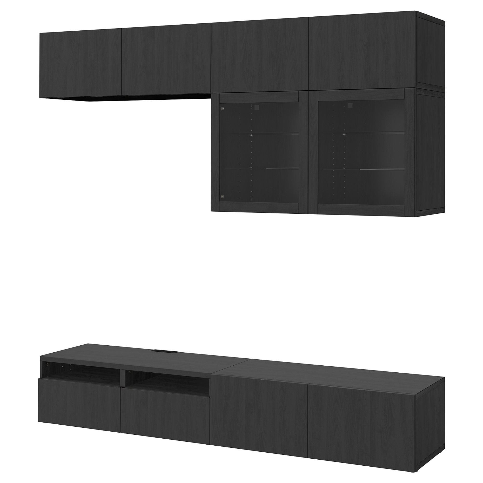 BESTÅ, TV storage combination/glass doors/drawers push open, 240x42x231 cm, 394.121.56