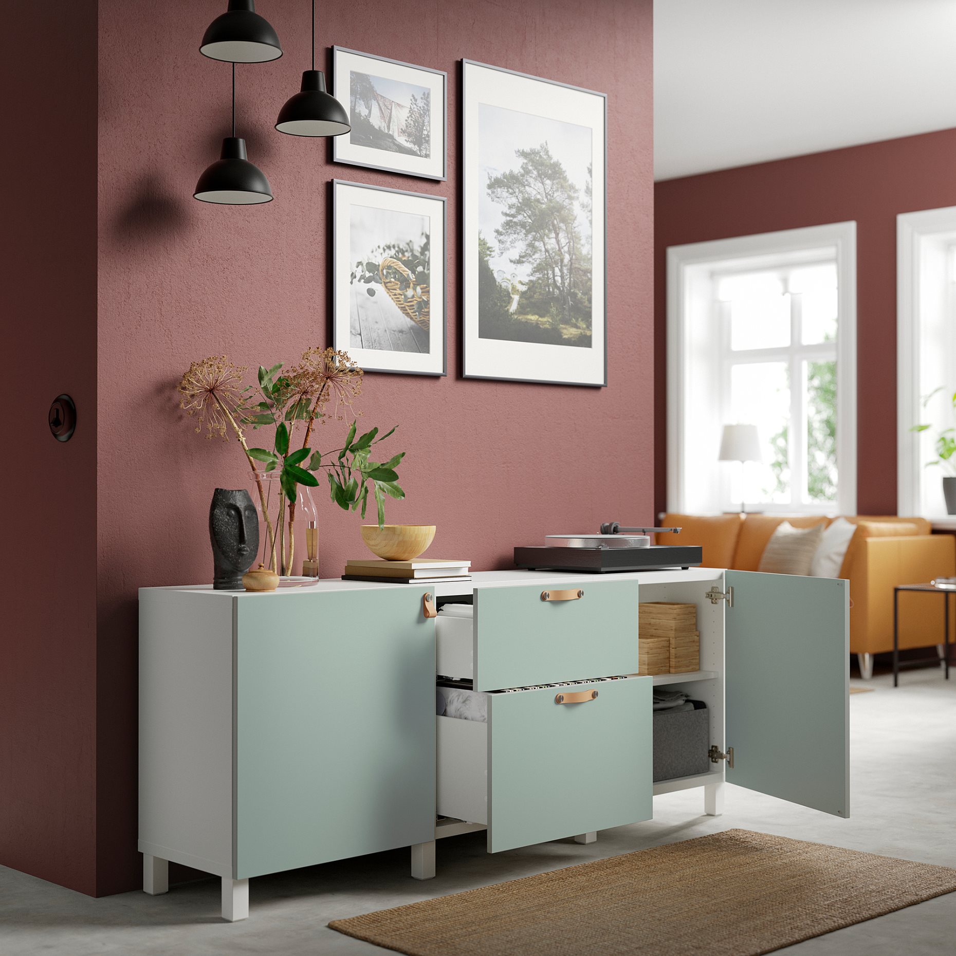 BESTÅ, σύνθεση αποθήκευσης με συρτάρια ανοίγματος με πίεση, 180x42x74 cm, 394.218.58