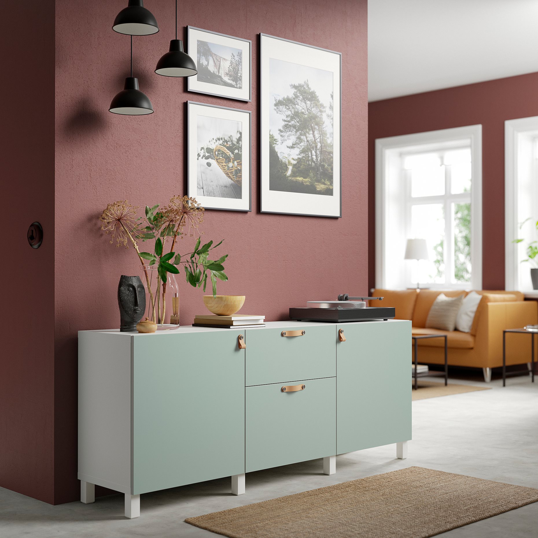 BESTÅ, σύνθεση αποθήκευσης με συρτάρια ανοίγματος με πίεση, 180x42x74 cm, 394.218.58