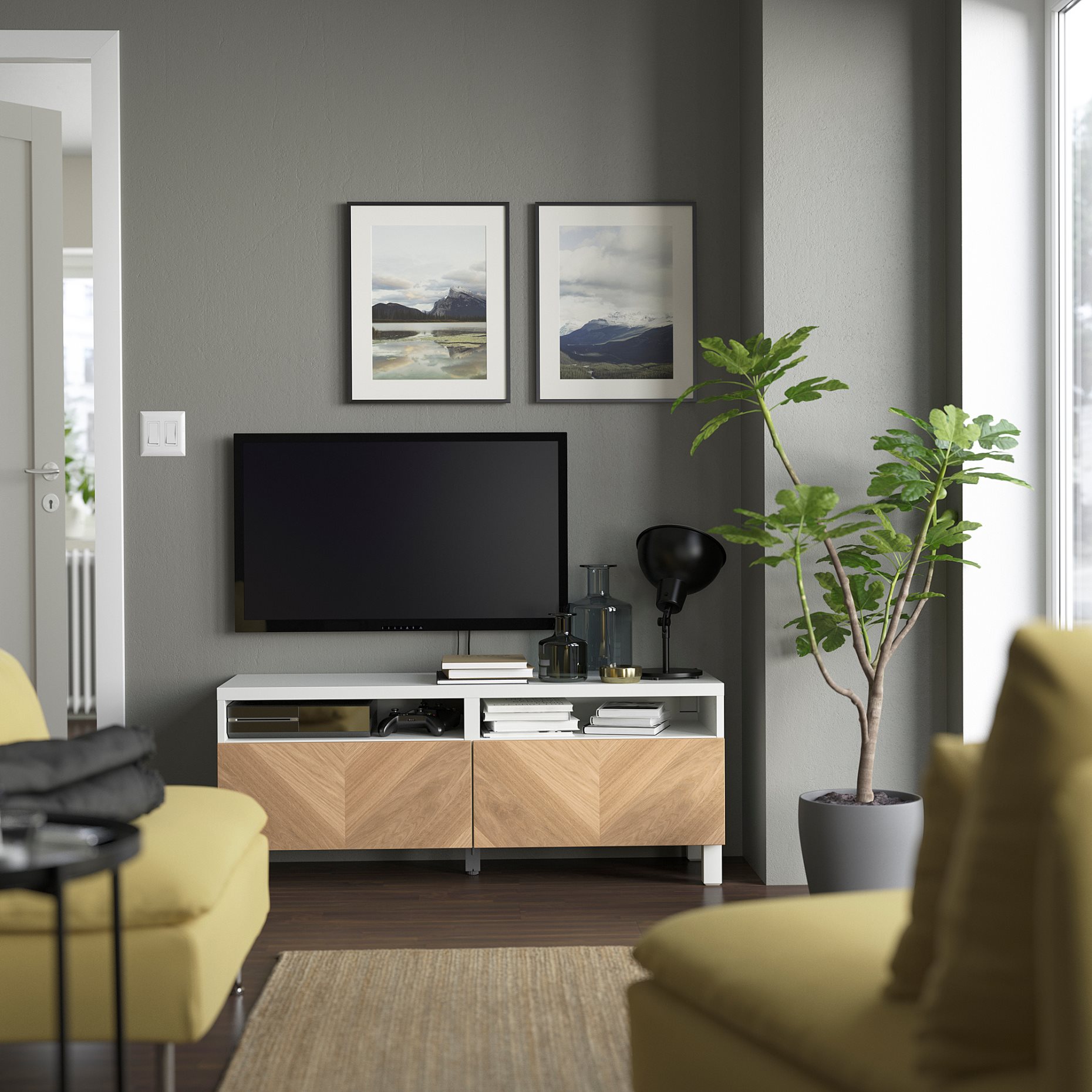 BESTÅ, TV bench with drawers soft closing, 120x42x48 cm, 394.358.60