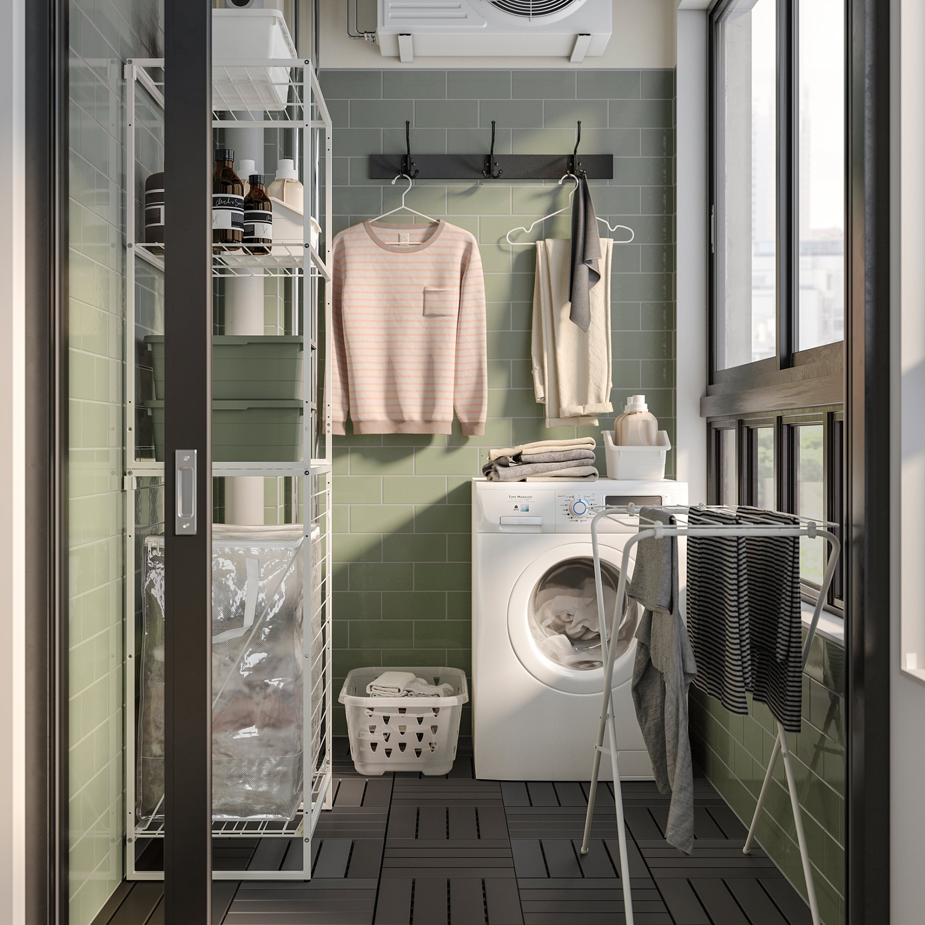 JOSTEIN, shelving unit with bags/in/outdoor/wire, 61x40/76x180 cm, 394.372.70
