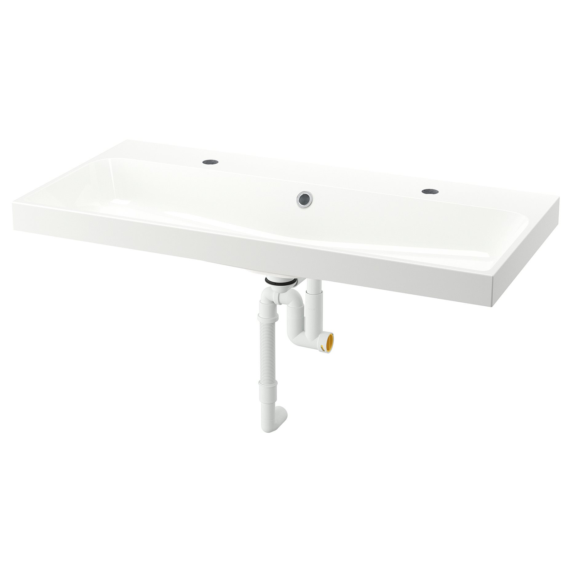 BACKSJON, wash-basin with water trap, 100x48 cm, 395.167.62