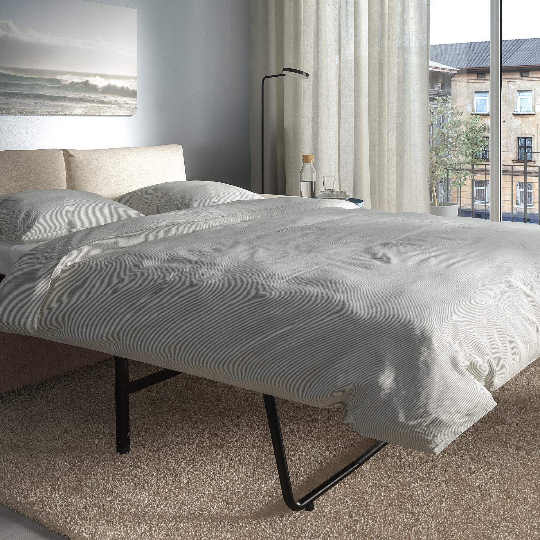 VIMLE, corner sofa-bed with wide armrests, 5-seat with chaise longue, 395.452.03