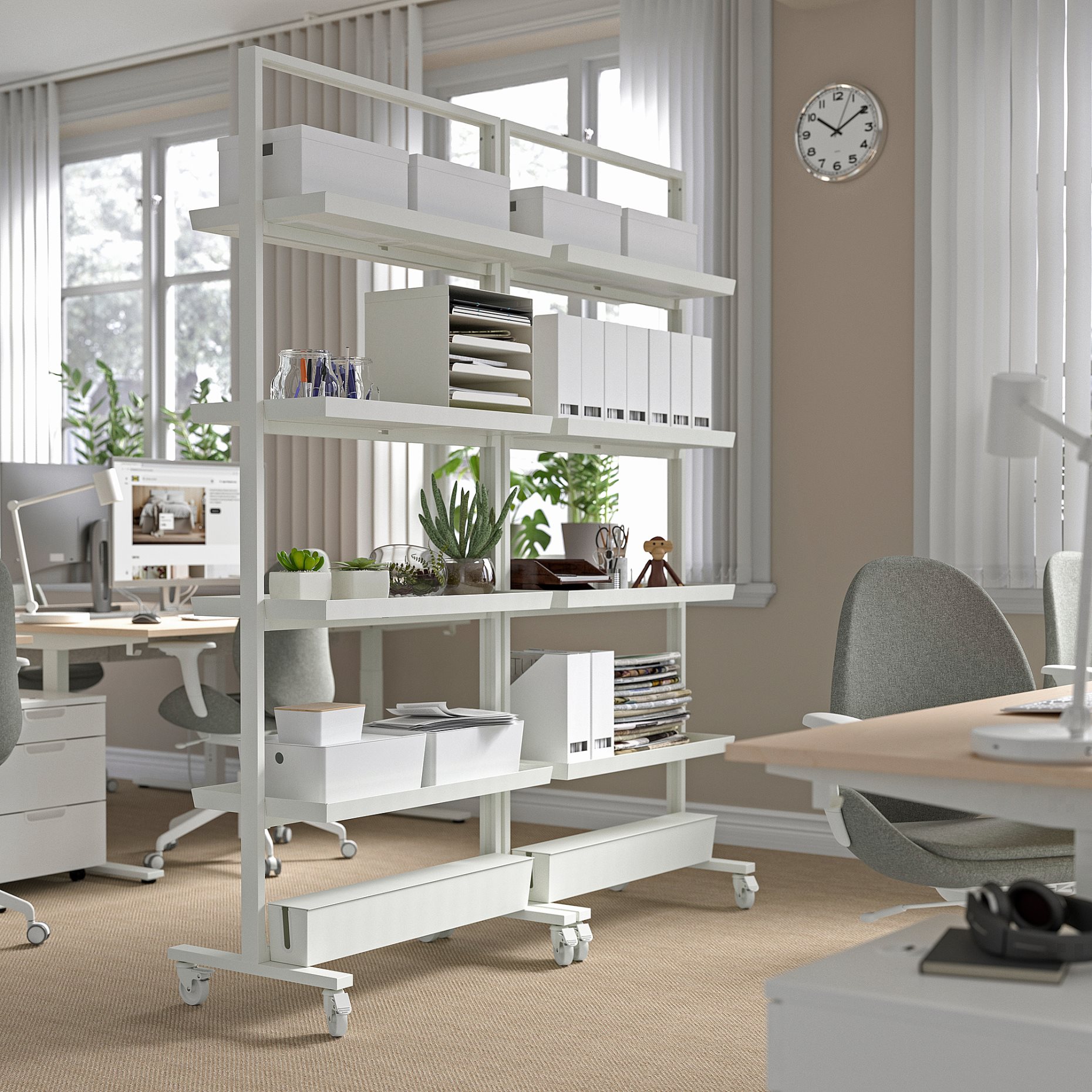 MITTZON, frame with castors/display shelf/cable box, 85x205 cm, 395.623.63