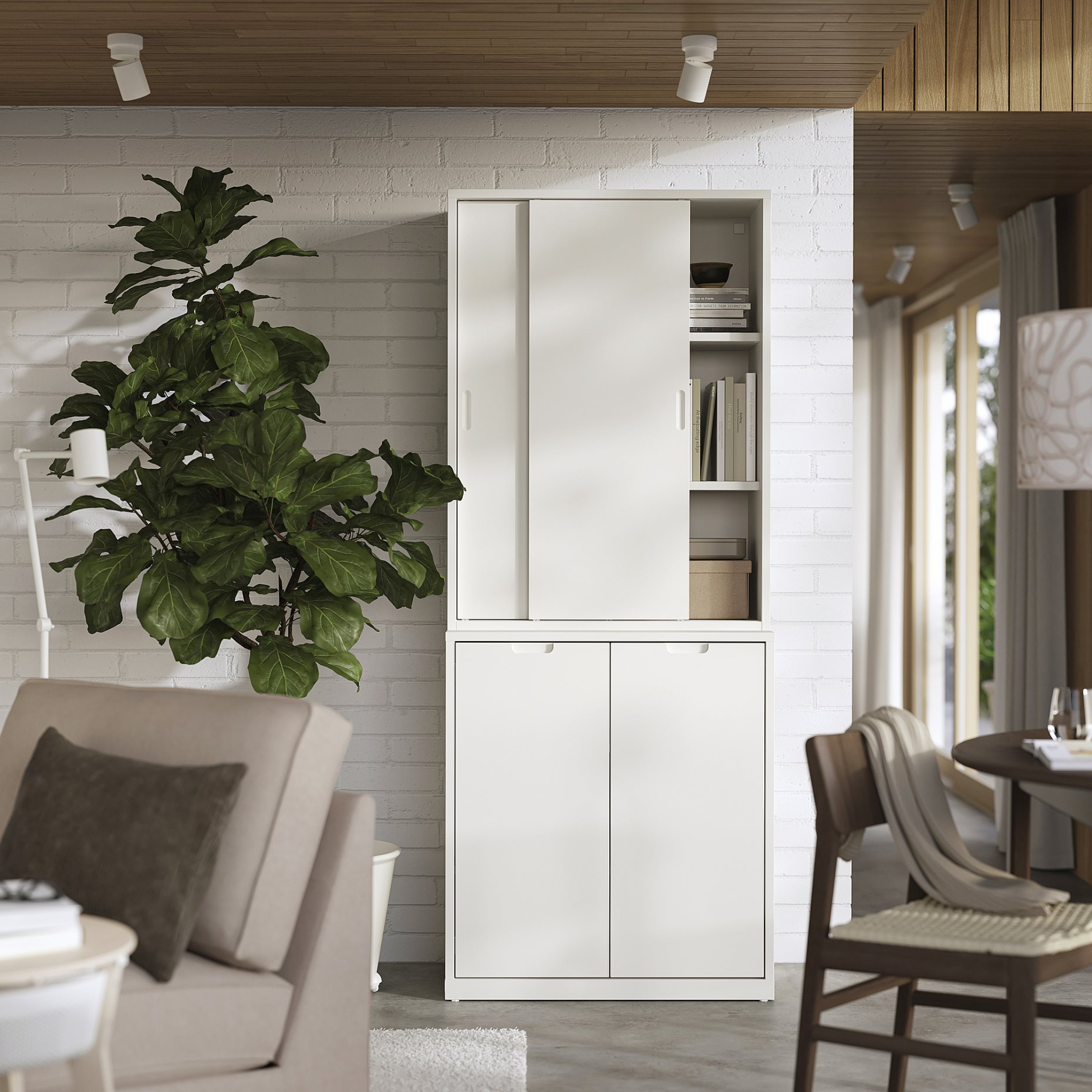 TONSTAD, storage combination with sliding doors, 81x47x201 cm, 395.717.63