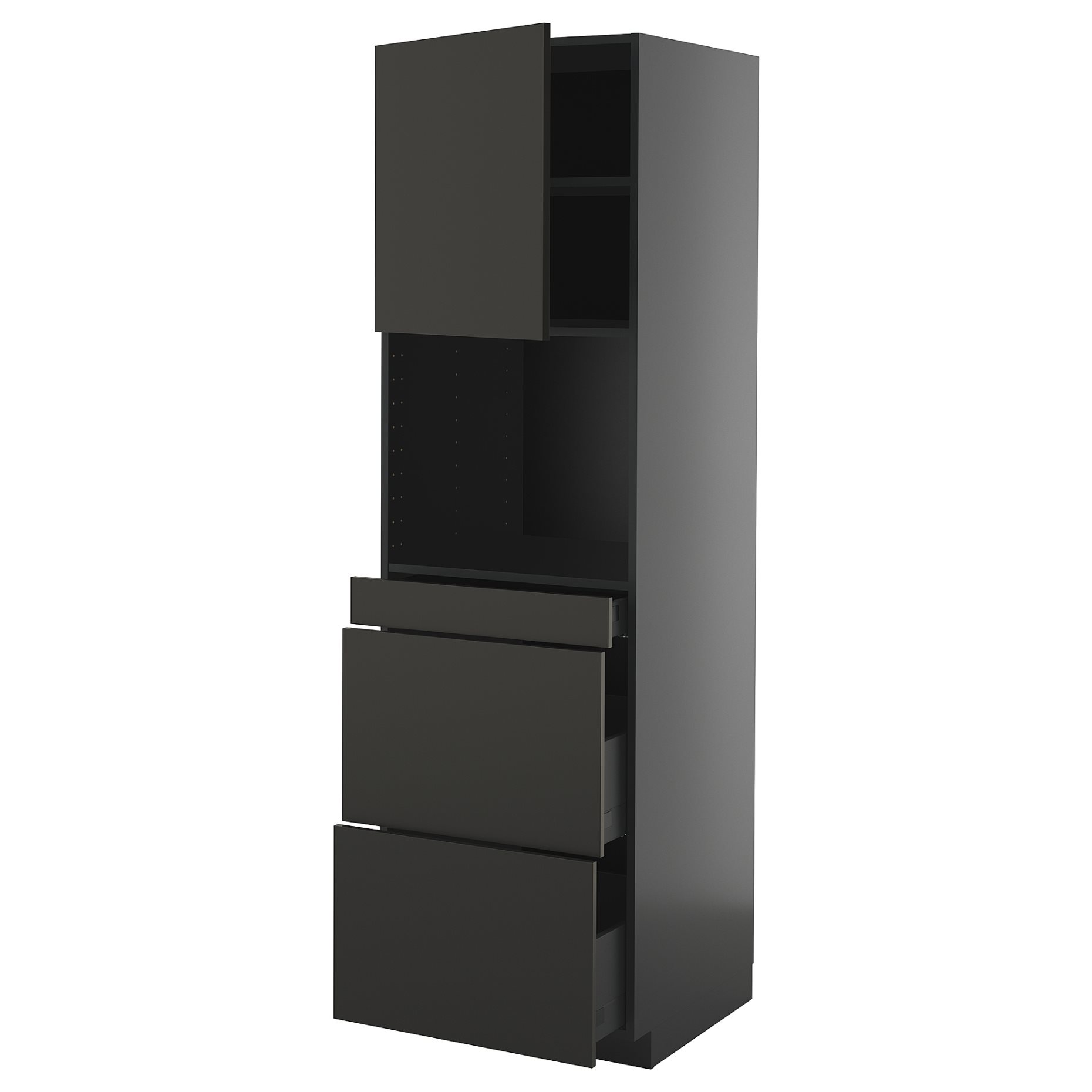 METOD/KNIVSHULT, high cabinet for microwave combi with door/3 drawers, 60x60x200 cm, 395.885.32
