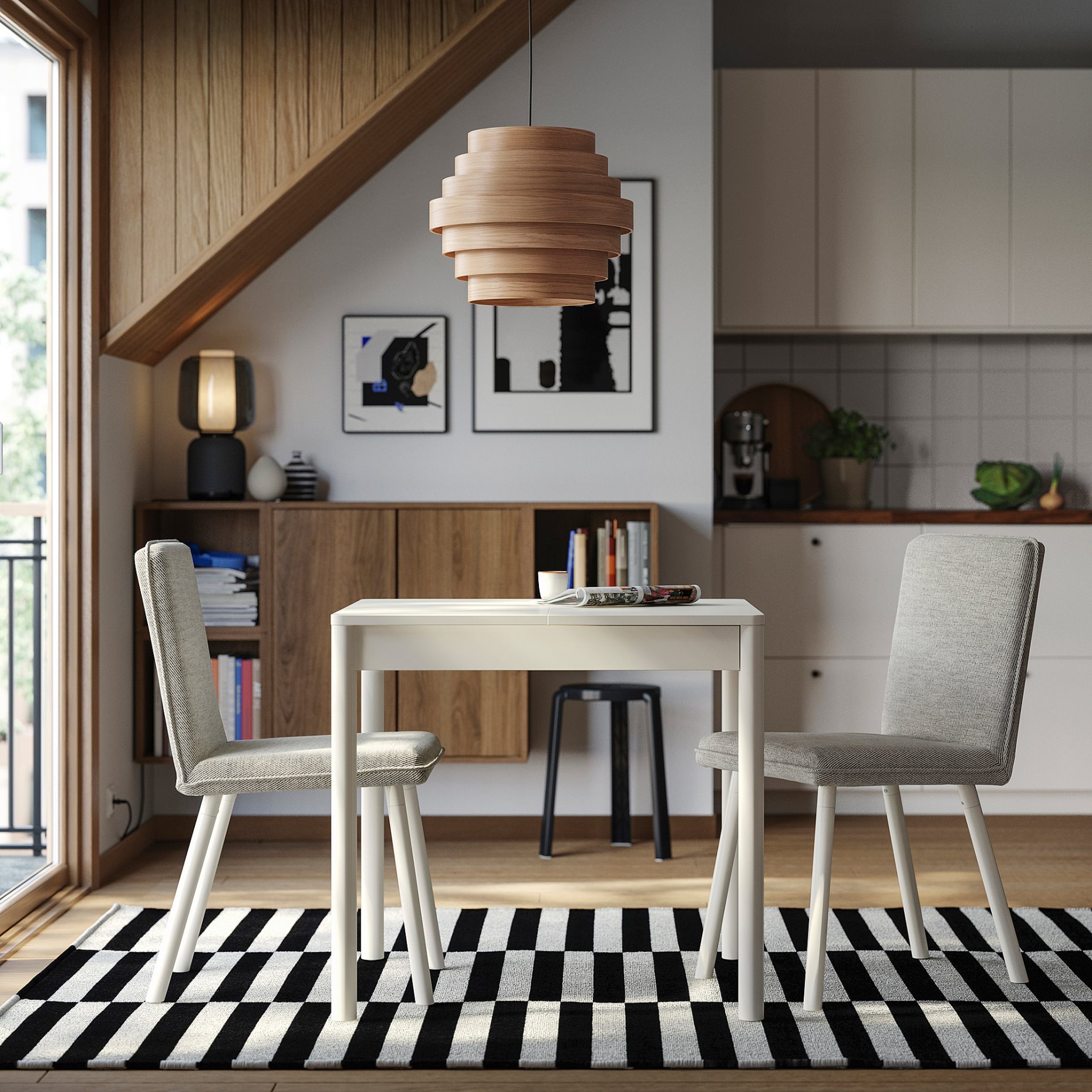 TONSTAD/TONSTAD, table and 2 chairs, 80/120x70 cm, 395.965.89