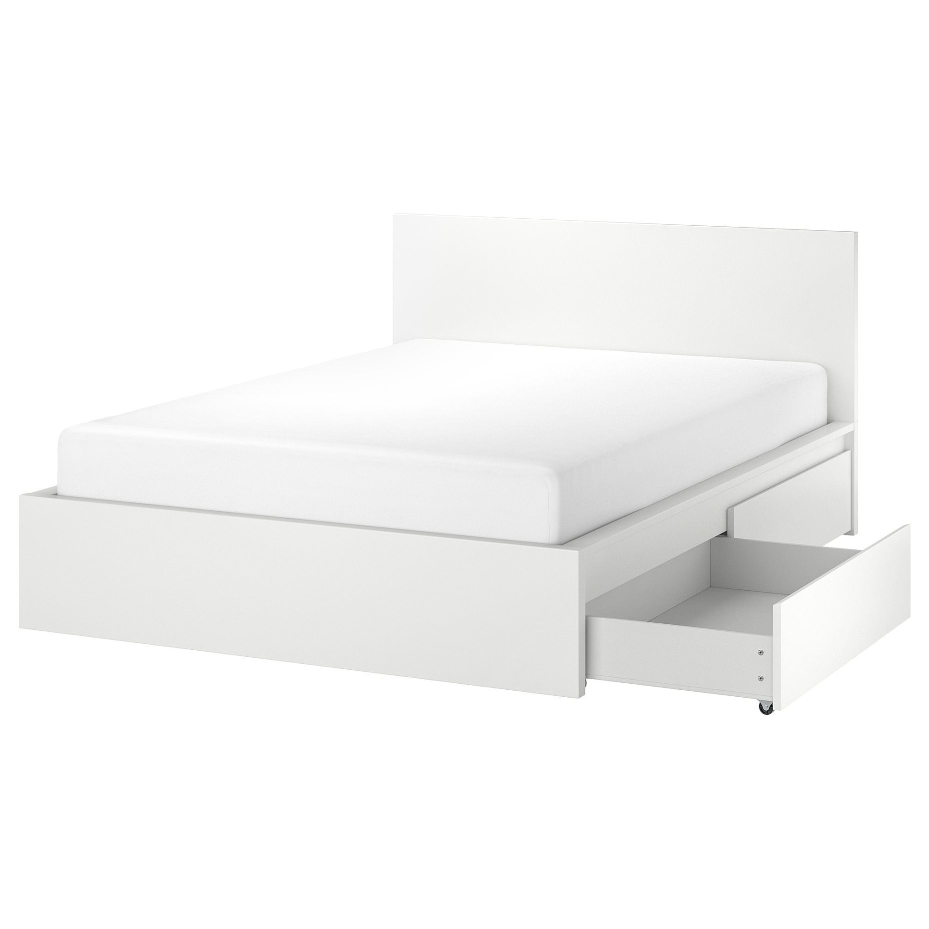 MALM, bed frame/high with 4 storage boxes, 140X200 cm, 399.316.09